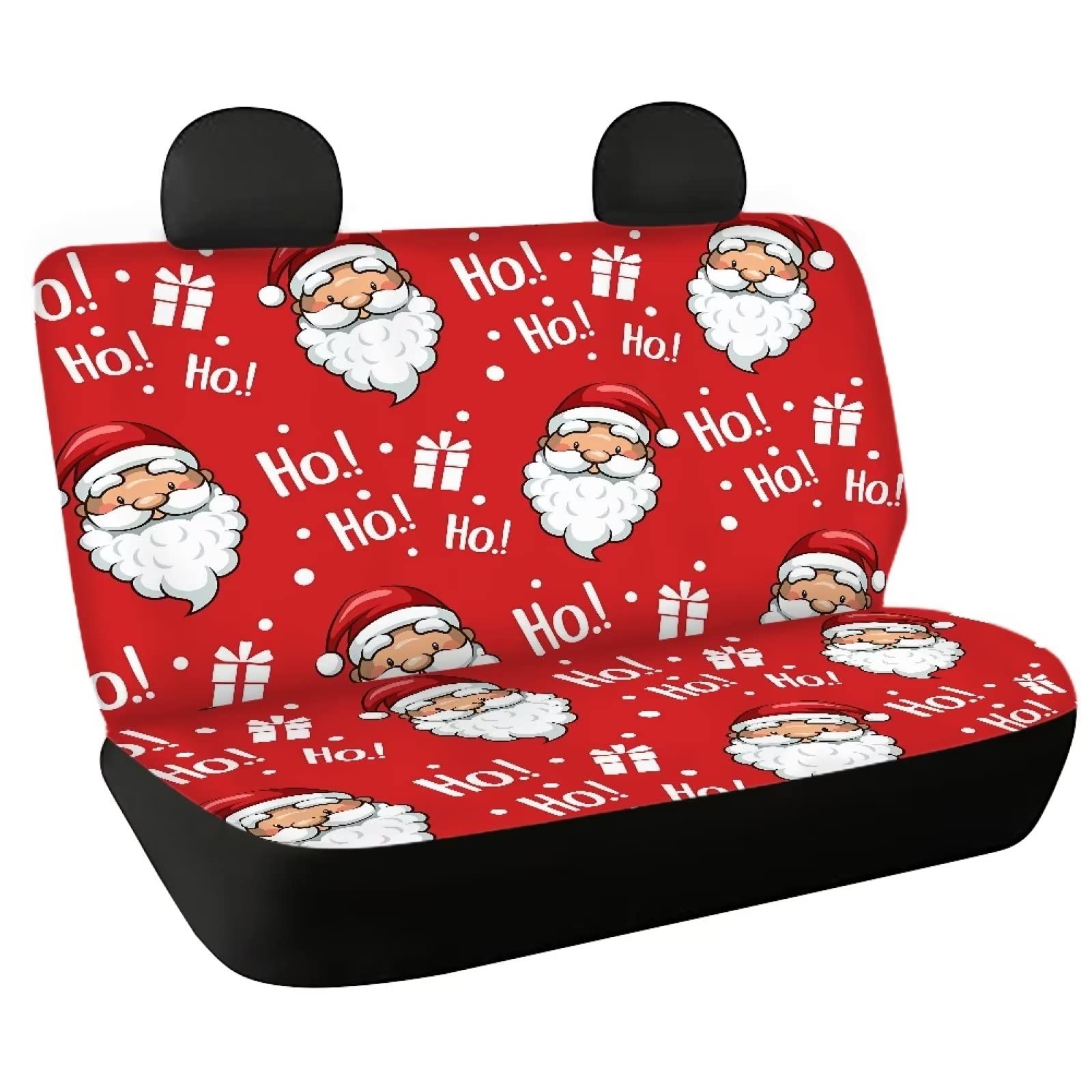 Durable Soft Bench Car Seat Cover - Christmas Santa Claus Design - Rear Seat Protector for Pets & Interior Decoration - Waterproof & Scratch-Resistant for Dog Paws - Perfect for Holiday Travel, Family Road Trips & Pet Protection