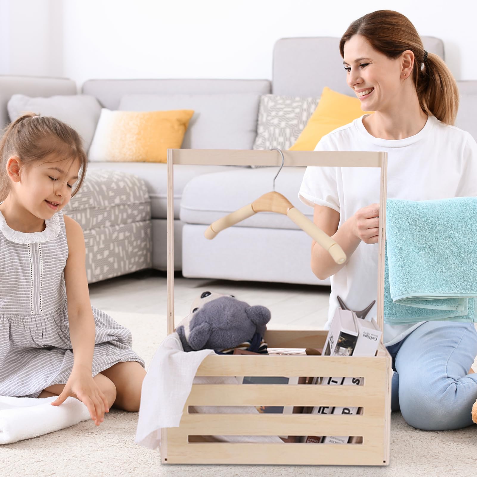 Wooden Baby Basket - Multifunctional Baby Shower Gift & Storage Organizer for New Parents | Nursery Decor, Toddler Closet & Keepsake Crate | Perfect for Baby Showers, Newborn Essentials & Nursery Organization
