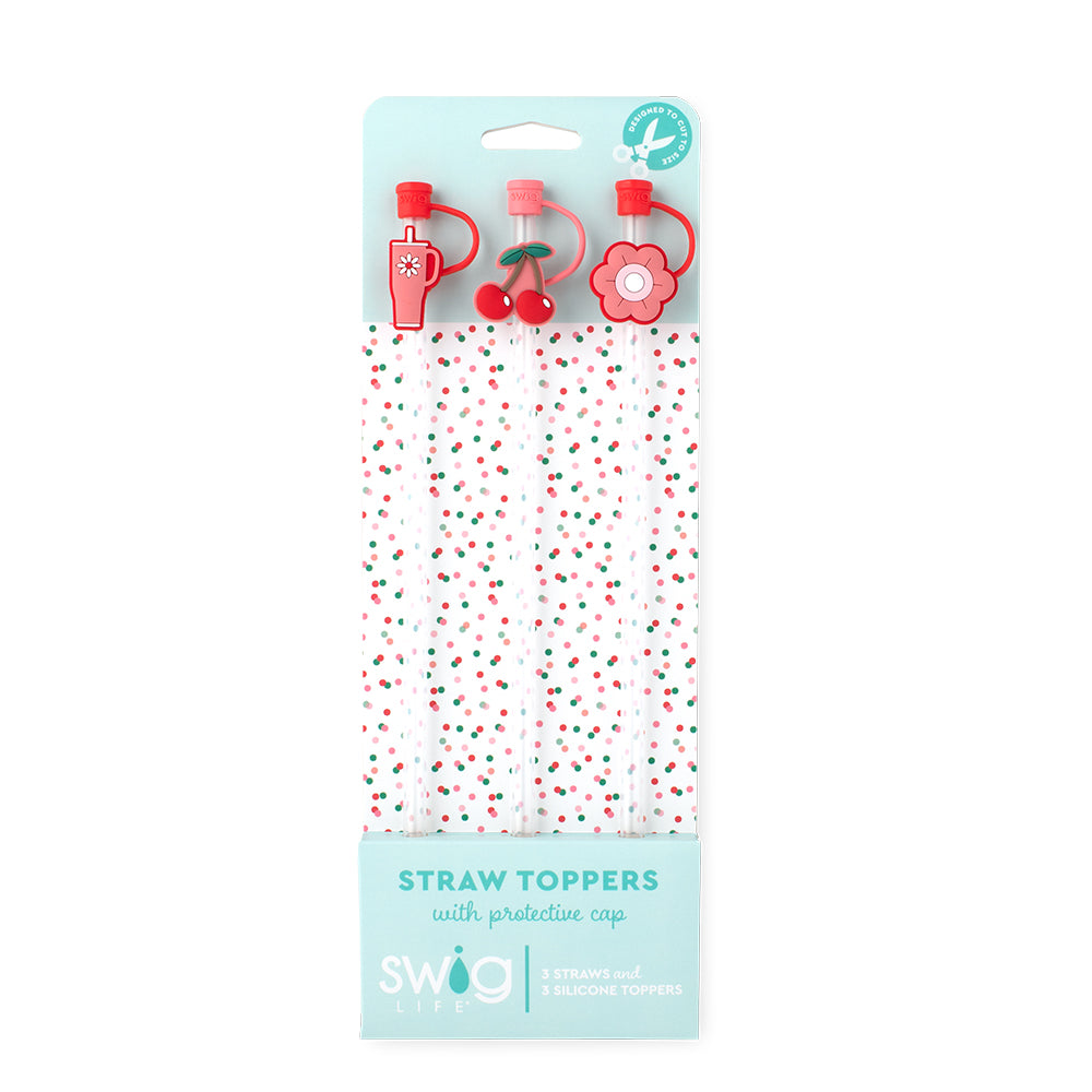 Cherry Pie Straw Topper Set - 12 Pack Decorative Cupcake Toppers for Birthday Parties, Baby Showers & Baking Decorations - Fun Dessert Accessories for Cakes, Cupcakes & Sweet Treats