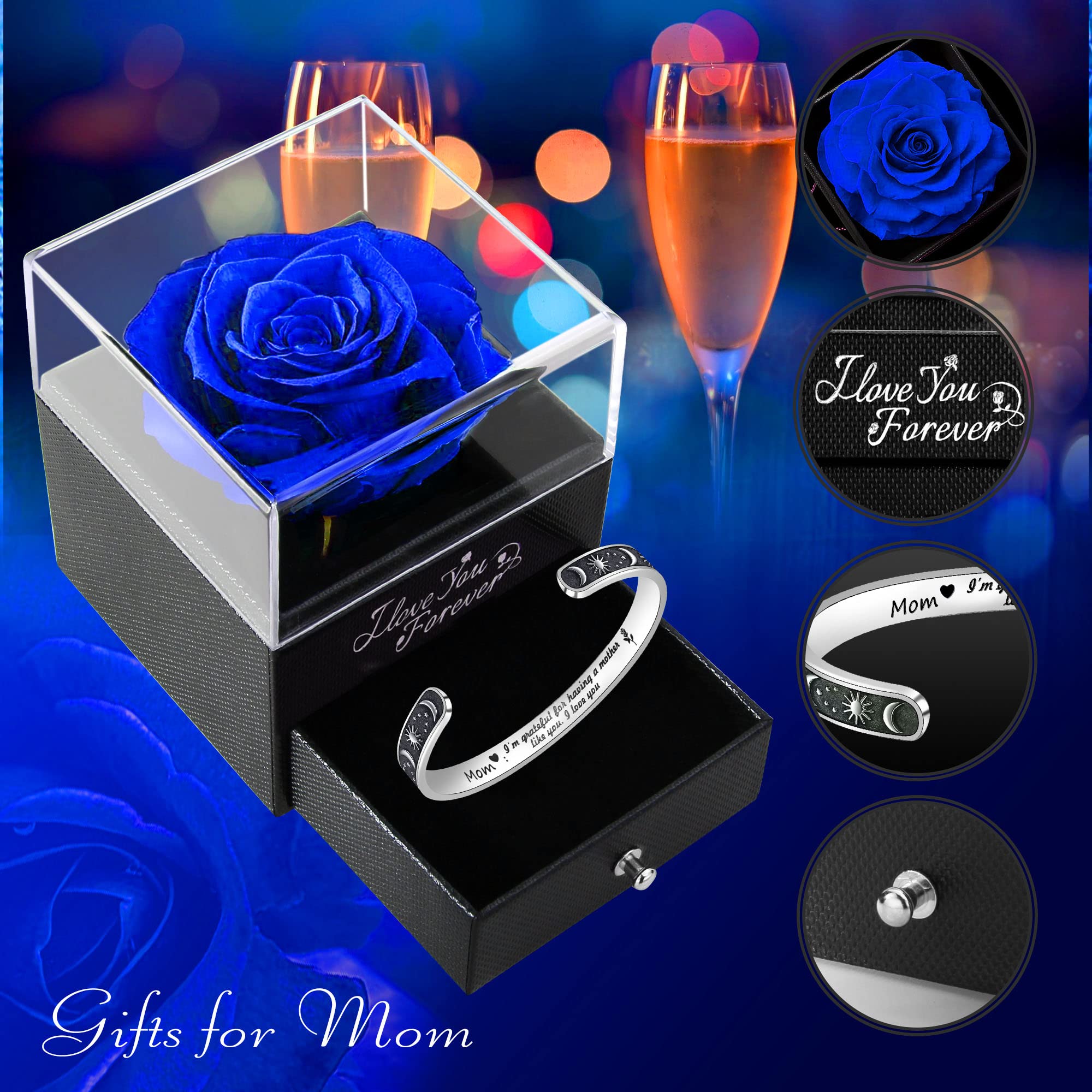 Preserved Red Rose with Bracelet - Thoughtful Gift for Mom, Wife, Girlfriend | Mother's Day, Valentine's Day, Anniversary & Birthday Present | Perfect for Special Occasions & Romantic Surprises