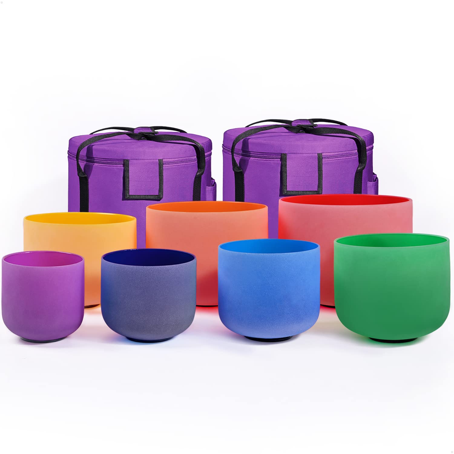 432Hz Set of 7 Colored Crystal Singing Bowls (6