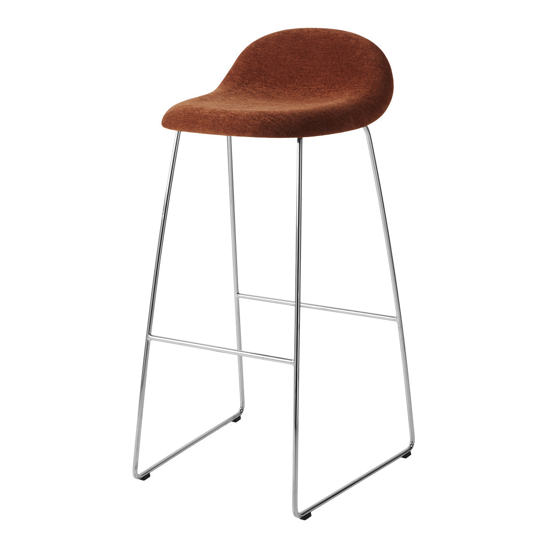 Gubi 3D Bar Stool - Fully Upholstered Modern Bar Chair with Sledge Base - Perfect for Kitchen Islands, Home Bars & Contemporary Dining Areas