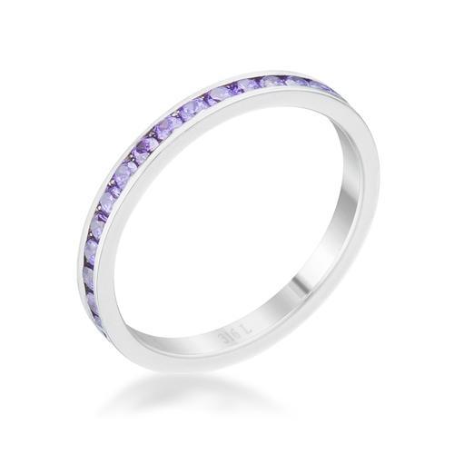 0.5ct Amethyst & CZ Eternity Ring for Women - Sterling Silver Stackable Band - Perfect for Anniversary, Wedding, and Everyday Jewelry Gift