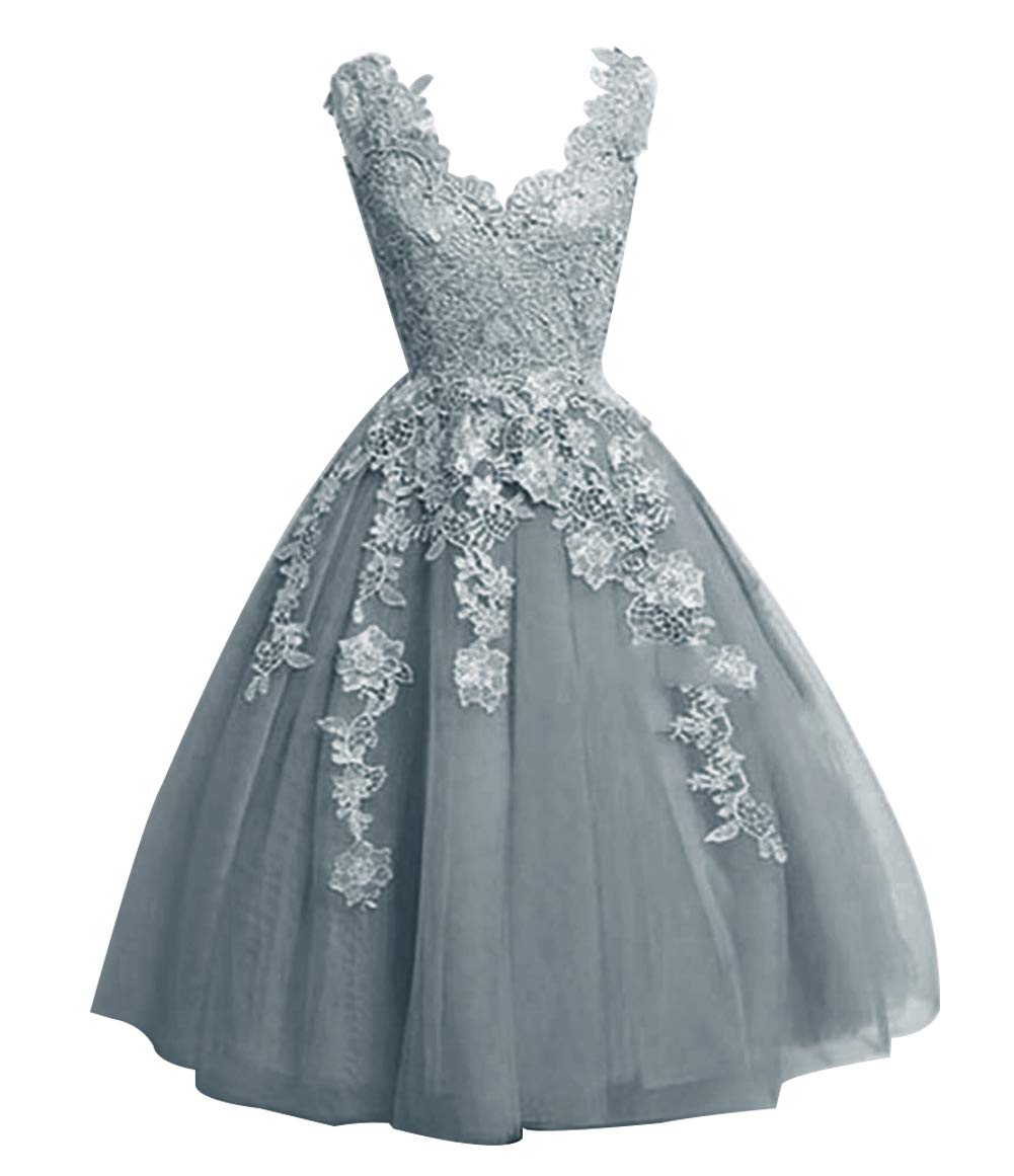 Elegant Short Lace Prom Dress V-Neck for Homecoming & Cocktail Parties