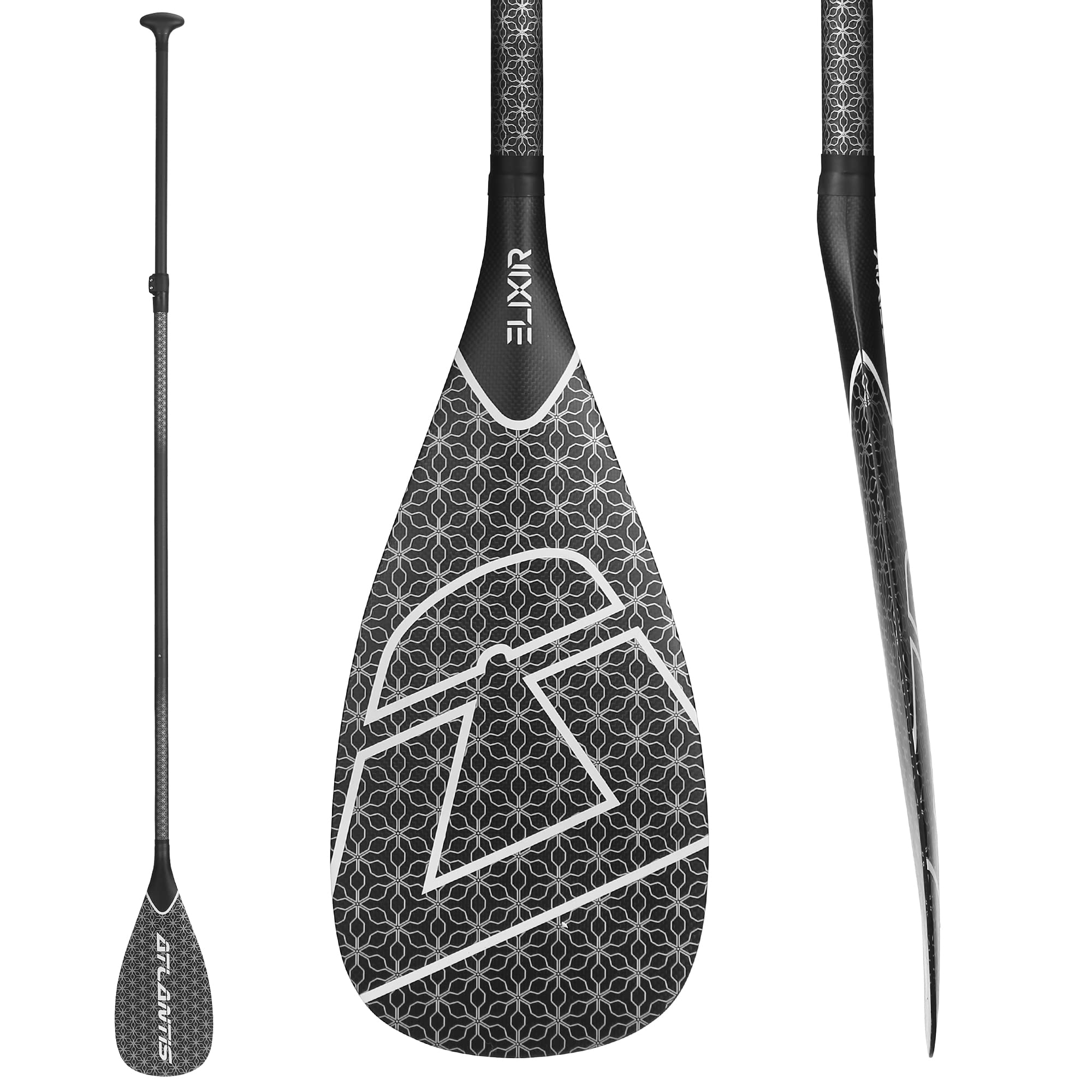 **AQUABONA 3-Piece 100% Carbon Fiber SUP Paddle - Adjustable, Lightweight & Durable Stand Up Paddle Board Oar for Kayaking, Surfing & Water Sports (Floating, Black)**    *(Perfect for Ocean, Lake & River Adventures – Ideal for Beginners & Professionals!)*