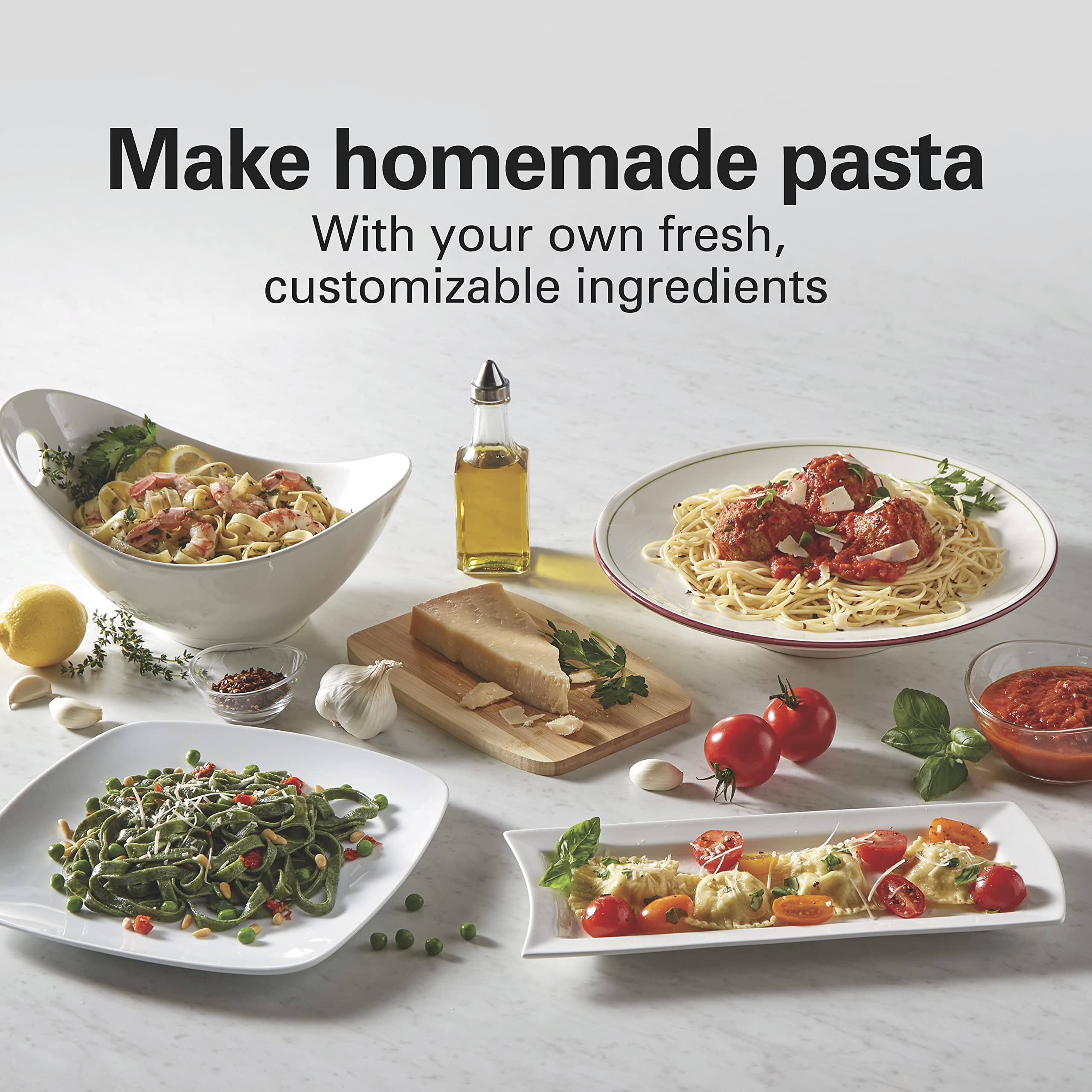 Hamilton Beach Electric Pasta Maker Machine - 9 Adjustable Thickness Settings for Homemade Pasta, 6” Wide Sheets, Includes Spaghetti & Fettucine Cutters - Perfect for Italian Cuisine, Family Dinners & Restaurant-Style Meals (Model 86651, Red)