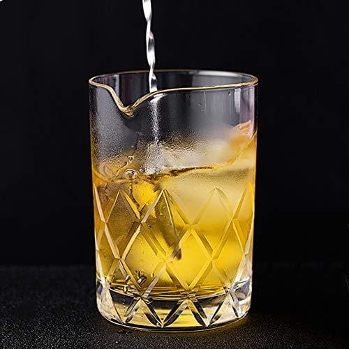 Professional Crystal Glass Bar Mixing Set - 1 Mixing Glass, 1 Jigger, 1 Bar Spoon, 1 Copper Hawthorne Strainer | Cocktail Making Kit for Home Bars & Professional Bartenders | Perfect for Mixing Martinis, Old Fashioned & Craft Cocktails