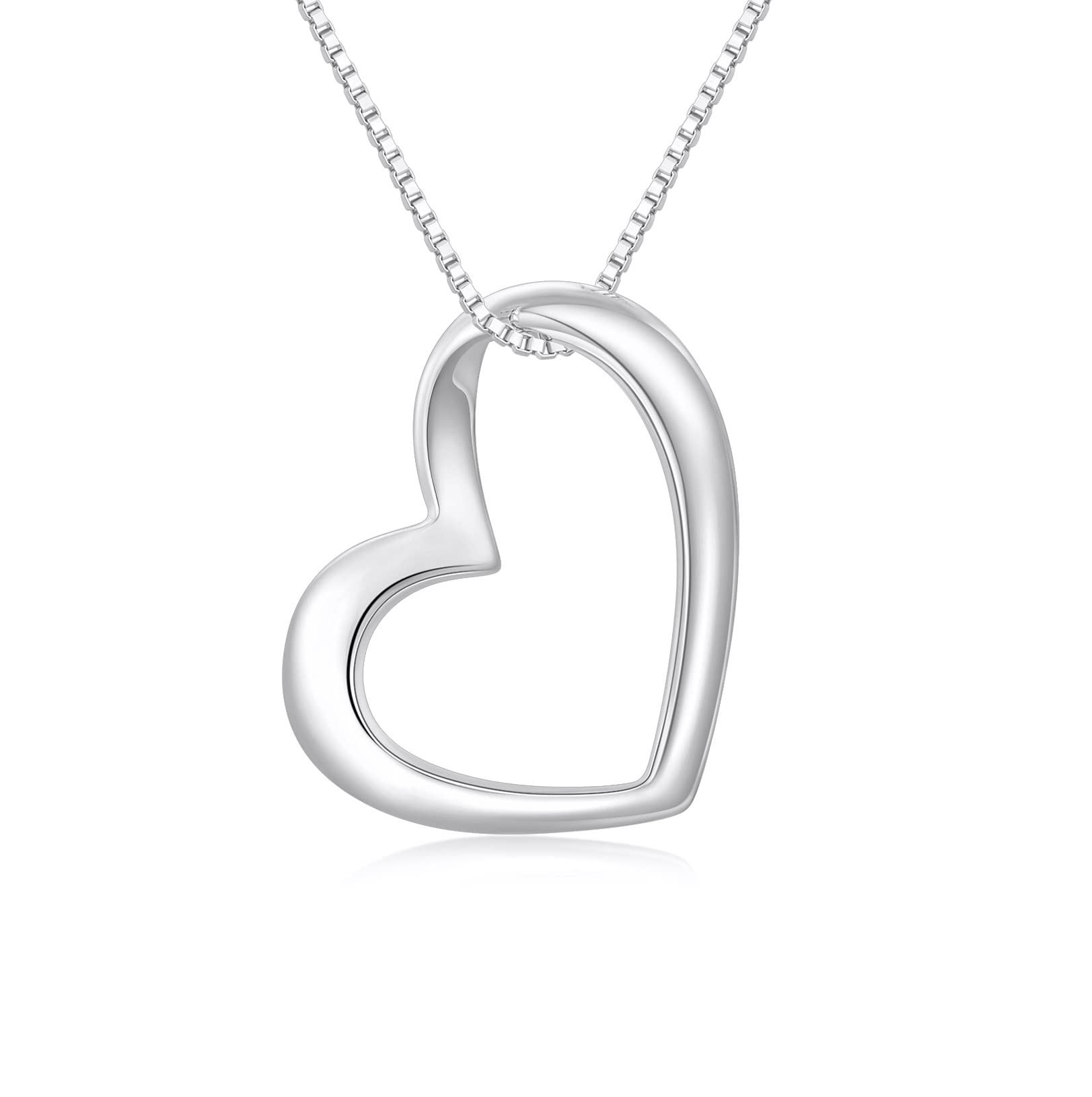 14K Real Gold Open Heart Pendant Necklace for Women - 18 Inch Box Chain, Elegant Gift for Wife, Her, Anniversary, Valentine's Day - Perfect for Date Night, Romantic Occasions & Special Gifts