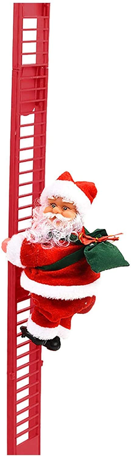 Electric Climbing Santa Claus with Music & LED Lights - Plush Christmas Decoration for Tree, Wall & Door - Festive Holiday Home & Party Decor - Perfect for Indoor Holiday Displays & Gift Exchanges