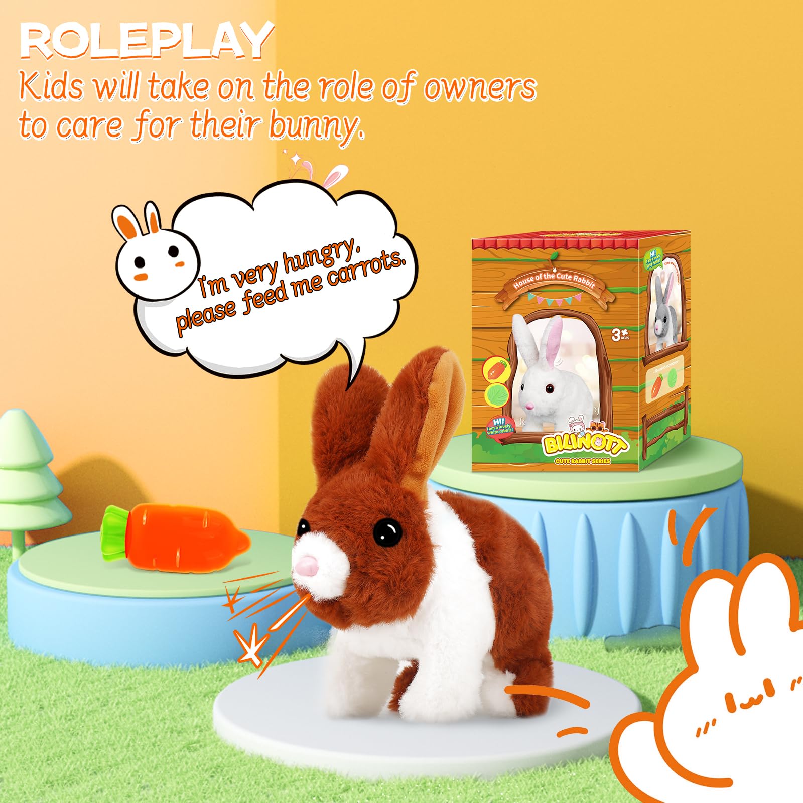 Realistic Jumping Bunny Toy for Kids - Interactive Rabbit Plush with Wiggling Ears & Moving Mouth, Best Easter Birthday Halloween Christmas Gift for Boys Girls Age 3+ | Perfect for Playtime, Nursery Decor & Holiday Celebrations