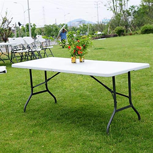 6' Folding Table - Portable Plastic Dining Table for Indoor & Outdoor Use | Picnic, Party, Camping | Multipurpose Rectangle Table in White (Ideal for Dining, Events & Outdoor Gatherings)