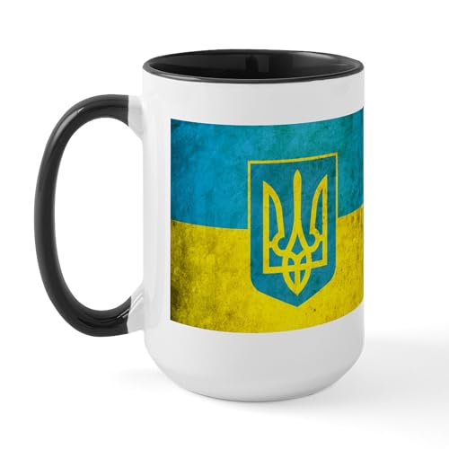 White/Black Inside - Vintage Ukraine Flag Large Mug
