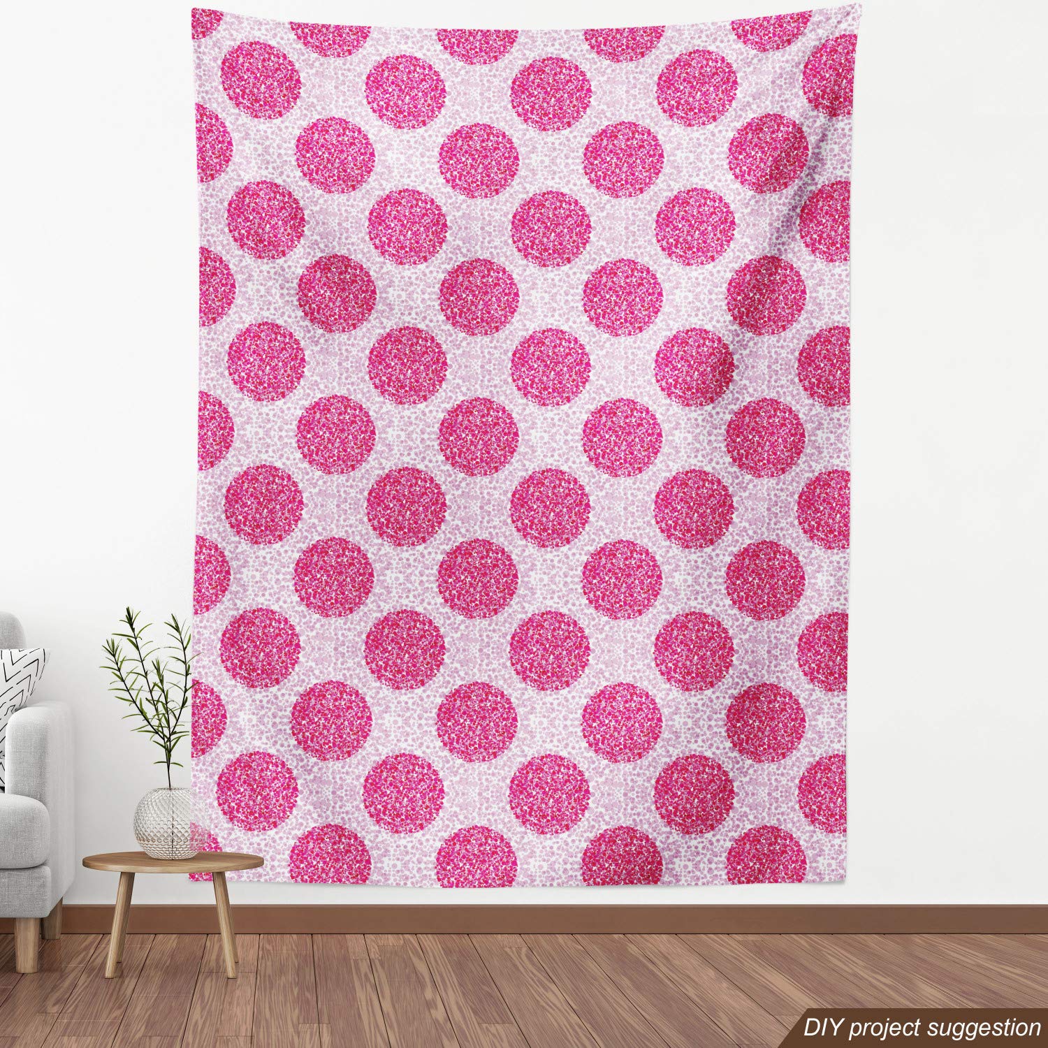 Ambesonne Abstract Fabric by The Yard - Large & Small Polka Dot Round Bubble Design | Decorative Upholstery & Home Accent Fabric | 10 Yards Pink Fuchsia | Perfect for Sofa Covers, Curtains & DIY Craft Projects