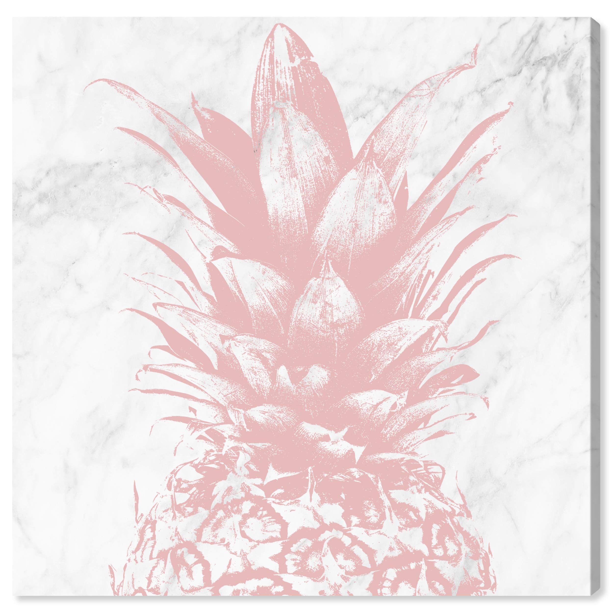 Pastel Pineapple Marble Wall Art Canvas Print - 24x24 Inch Pink & White Kitchen Decor - Modern Food Art for Dining Room, Cafe & Home Decoration