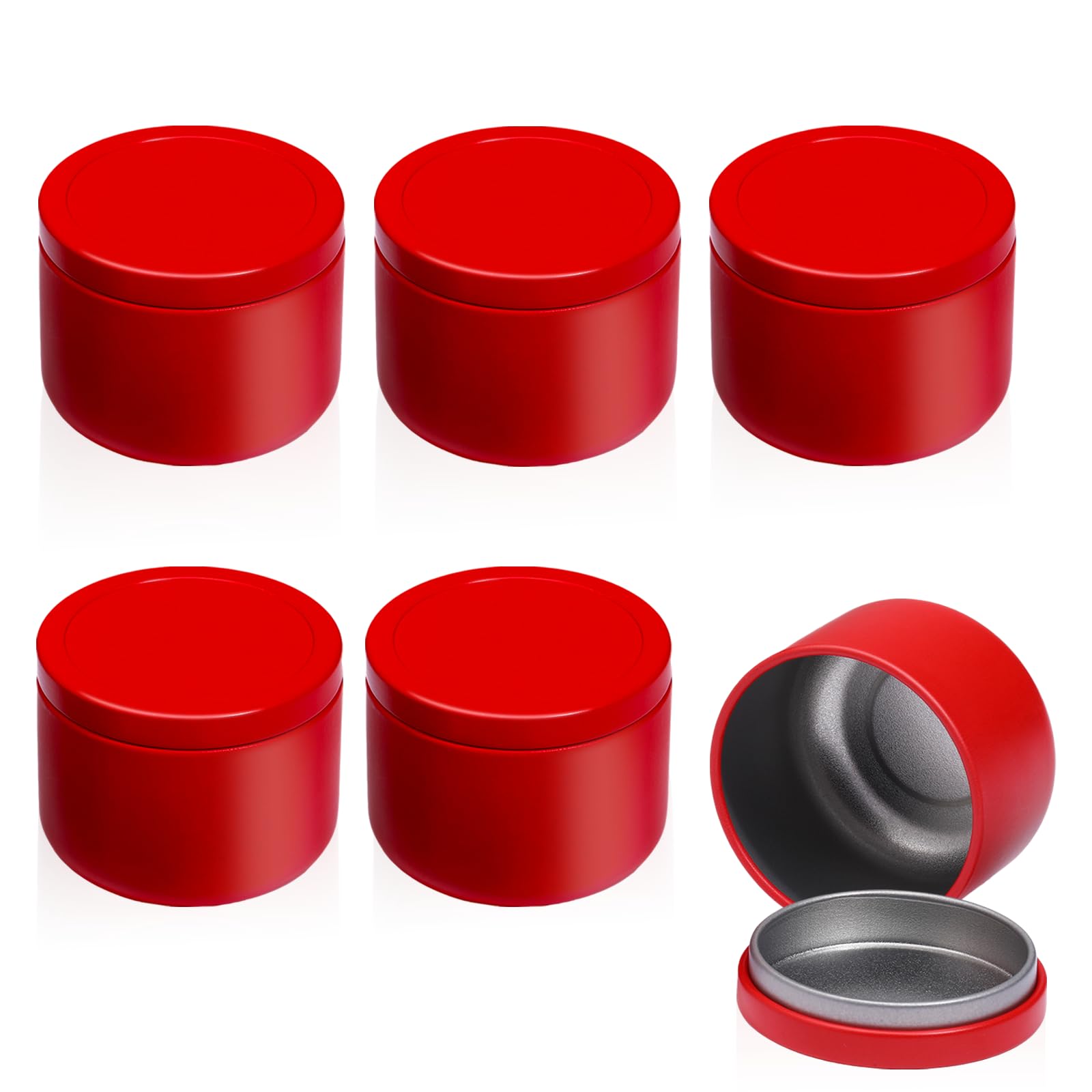 YASUOA 6-Pack Airtight Tea Storage Tins - Premium Iron Canisters for Loose Leaf Tea, Coffee Beans, Spices & Candy | Portable Sealed Containers with Lids for Kitchen Pantry Organization, Candle Making & DIY Crafts (Red)