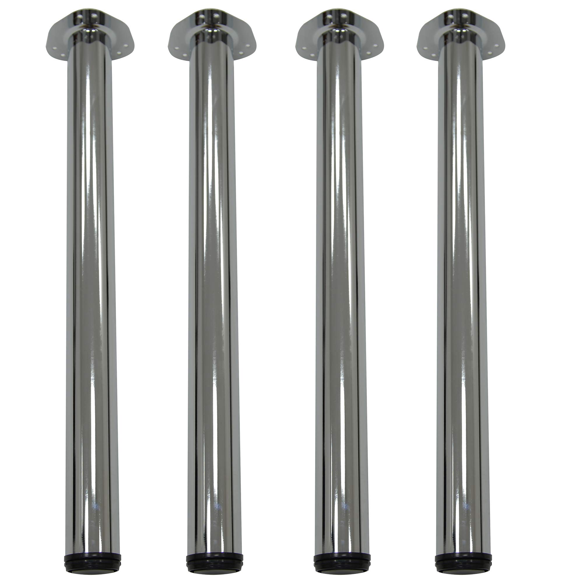 Regency Kitt Post Table Legs - Set of 4 Chrome Metal Furniture Legs for Dining Tables, Desks, and Countertops - Heavy Duty Modern Table Supports for Home & Office Use