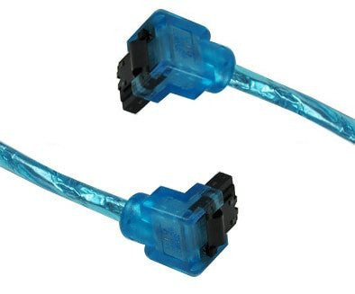 OKGear 18-Inch Blue Premium SATA III Round Cable - 6Gbps Data Transfer Speed - Right Angle to Right Angle with Latch - Ideal for PC Builds, Gaming Rigs & Server Upgrades