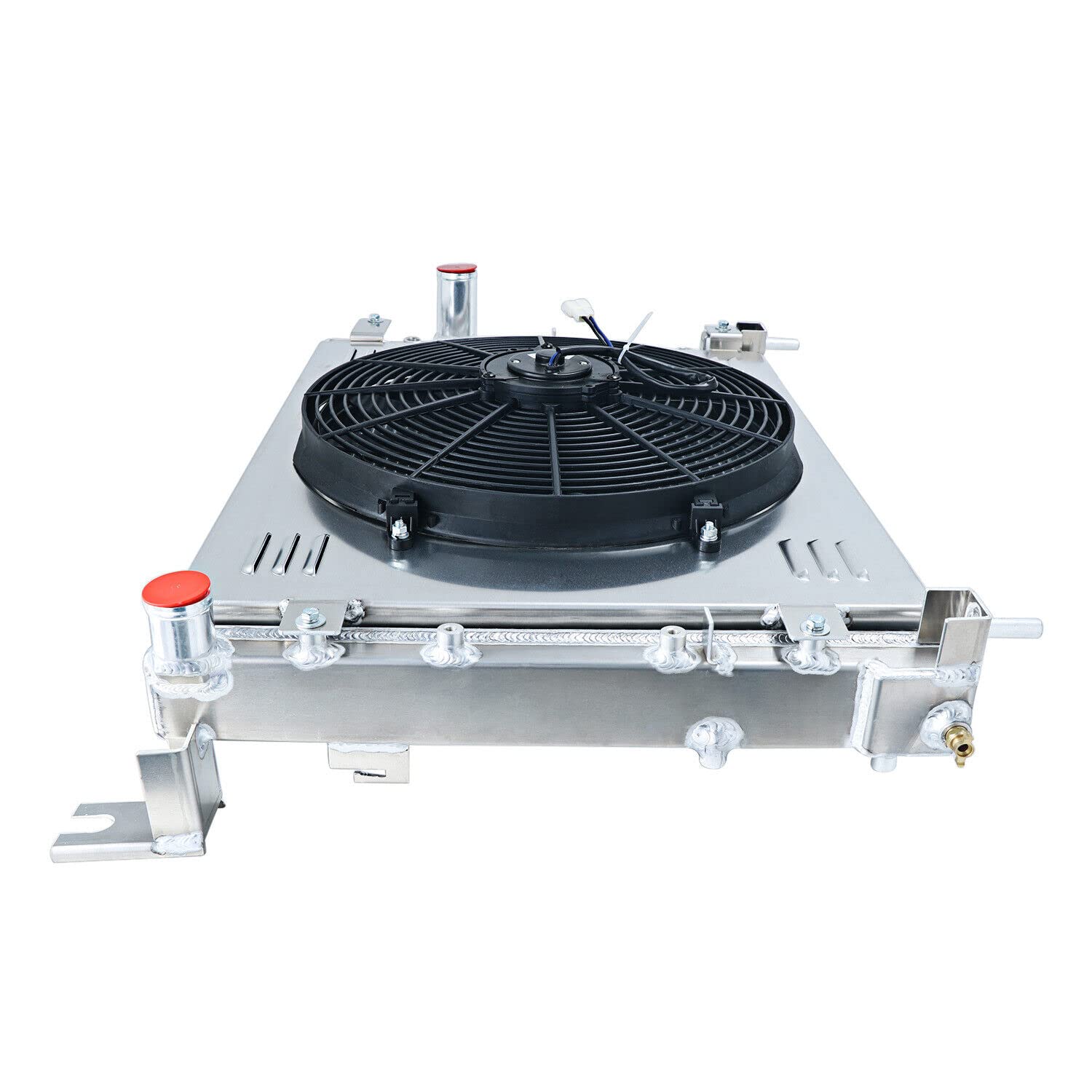 High-Performance Direct Cooling Radiator Fan Shroud Combo for 2000-2004 Dodge Dakota & Durango 2.5L 3.7L 3.9L 4.7L 5.9L - All Aluminum 3-Row Upgrade - Perfect for Off-Roading & Heavy-Duty Towing