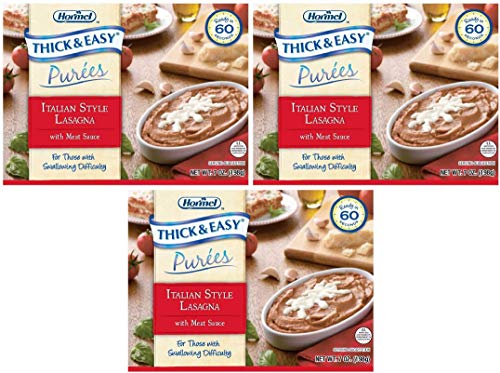 Italian Style Lasagna with Meat Sauce - Thick & Easy Puree - 7oz Bowls (Pack of 3, 7 Bowls Total) - Perfect for Quick Meals, Senior Nutrition & Easy Dining