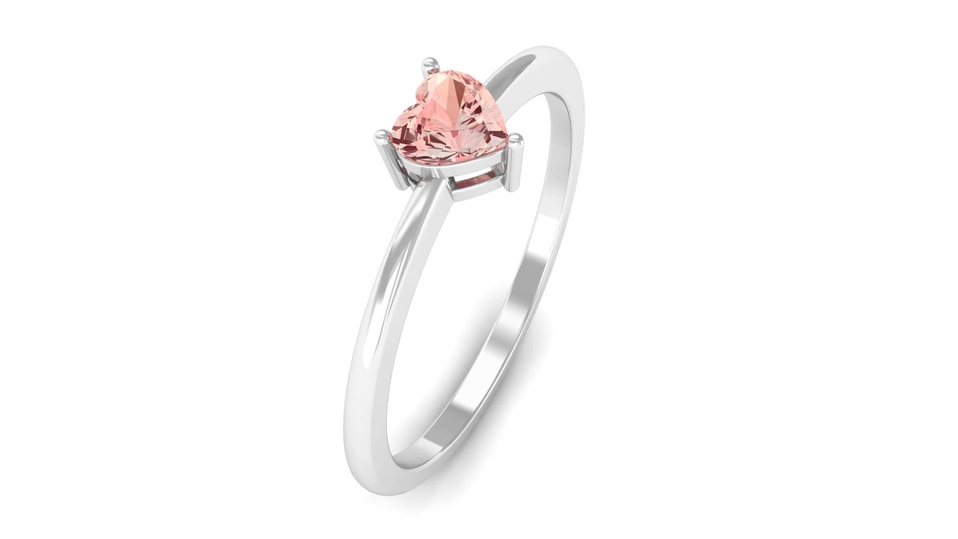 1/4 CT Heart-Shaped Peach Morganite Promise Ring - 14K Solid Gold, Certified October Birthstone for Women, Perfect for Anniversaries, Engagements & Special Occasions