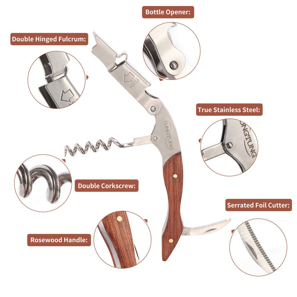 Premium Tungsten Corkscrew Wine Opener Set - Professional Waiter's Friend & Ah-So Wine Bottle Opener - Bar Tool Kit for Sommeliers, Restaurants & Home Entertaining