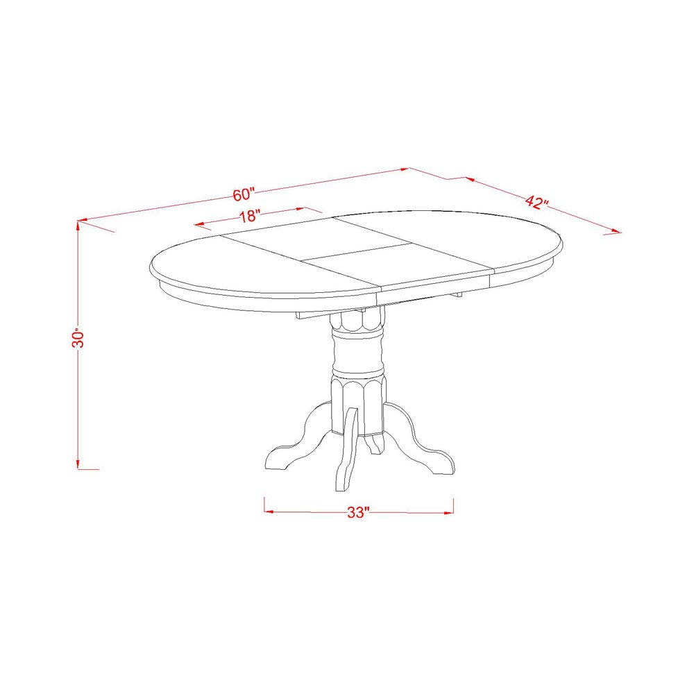 East West Furniture AVAB5-OAK-04 5-Piece Oak Dining Room Table Set with Butterfly Leaf & 4 Linen Fabric Chairs - 42x60 Inch Oval Kitchen Table for Family Gatherings & Dinner Parties