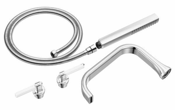 Brizo Allaria 2-Handle Tub Filler Trim Kit with Lever Handles - Polished Chrome & Clear Glass (Body Assembly Sold Separately) - Perfect for Modern Bathroom Renovations & Spa-Like Shower Experiences
