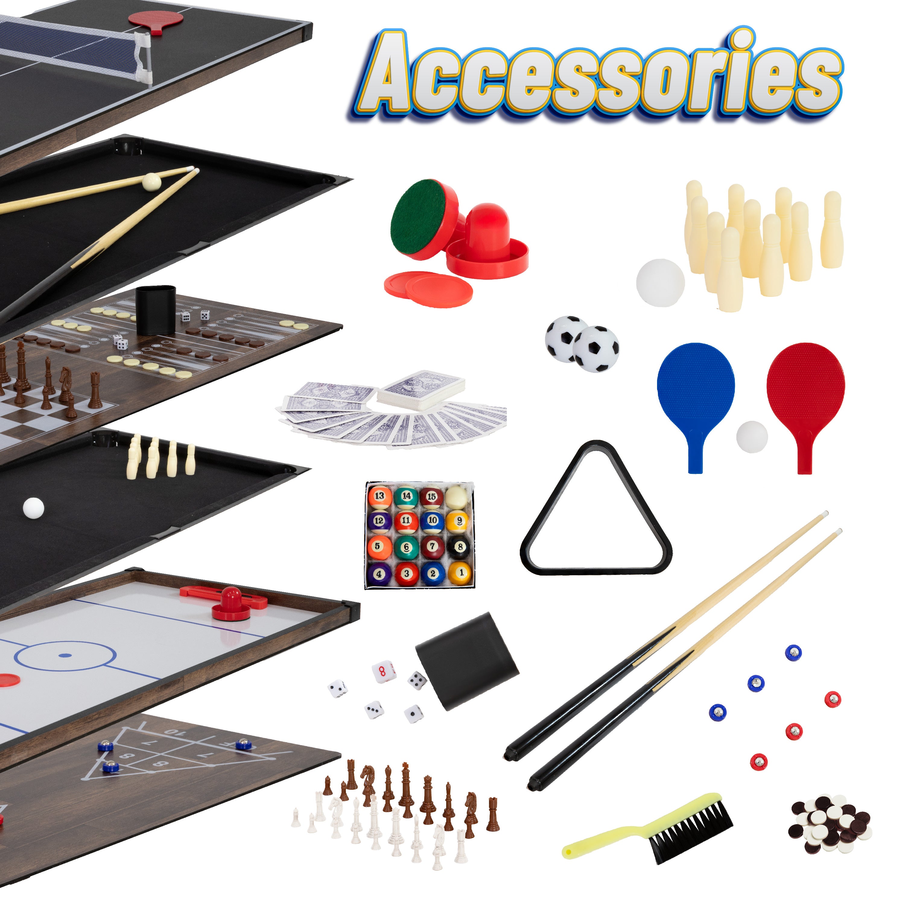 10-in-1 Multi Game Table Set for Indoor & Outdoor Fun - 49.5 Inch Classic Board Games Collection - Perfect for Family Game Nights, Parties, and Backyard Entertainment