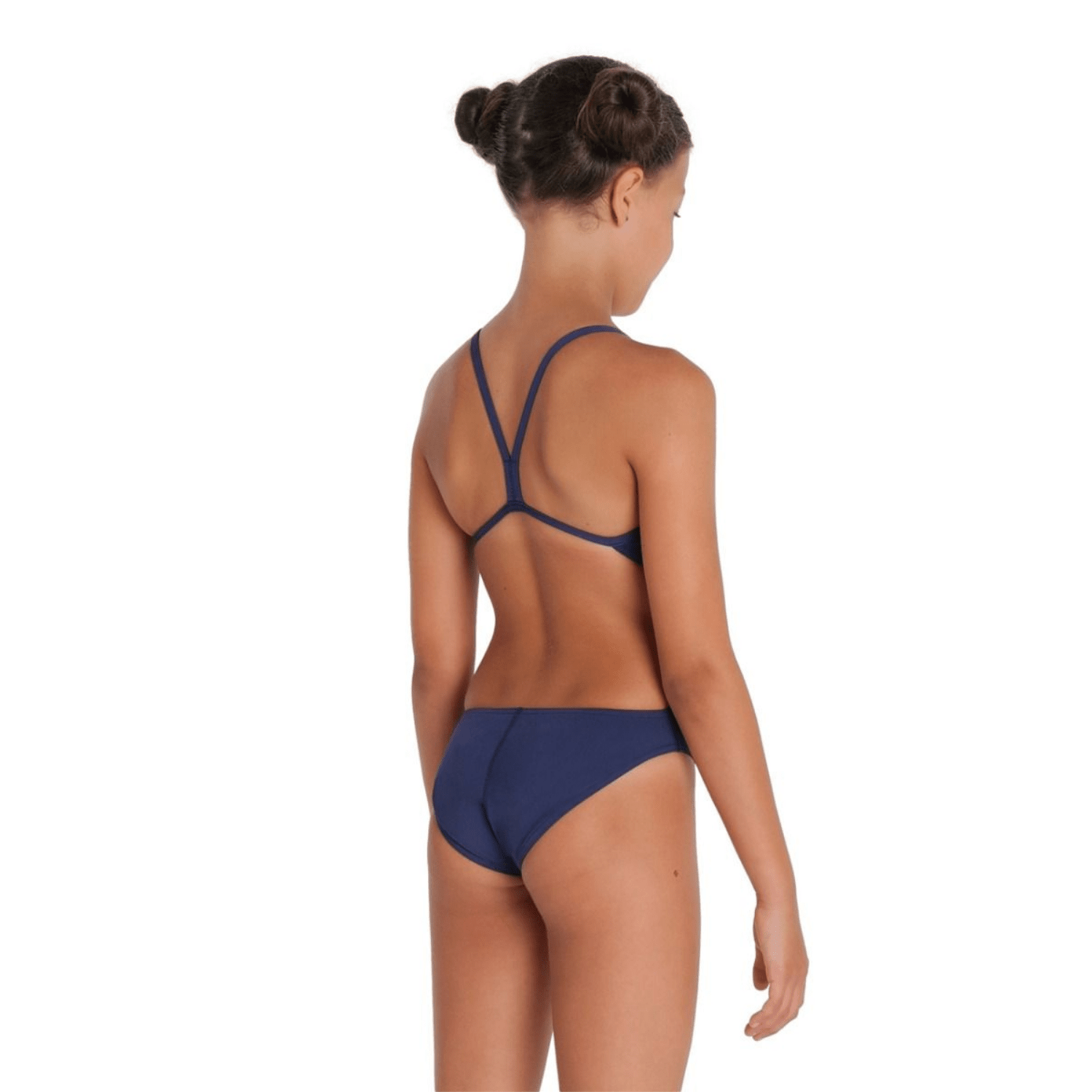 Arena Girls Team Swimsuit - Solid Navy/White Competition Swimwear for Youth Athletes - Perfect for Swim Meets, Training & Pool Practice