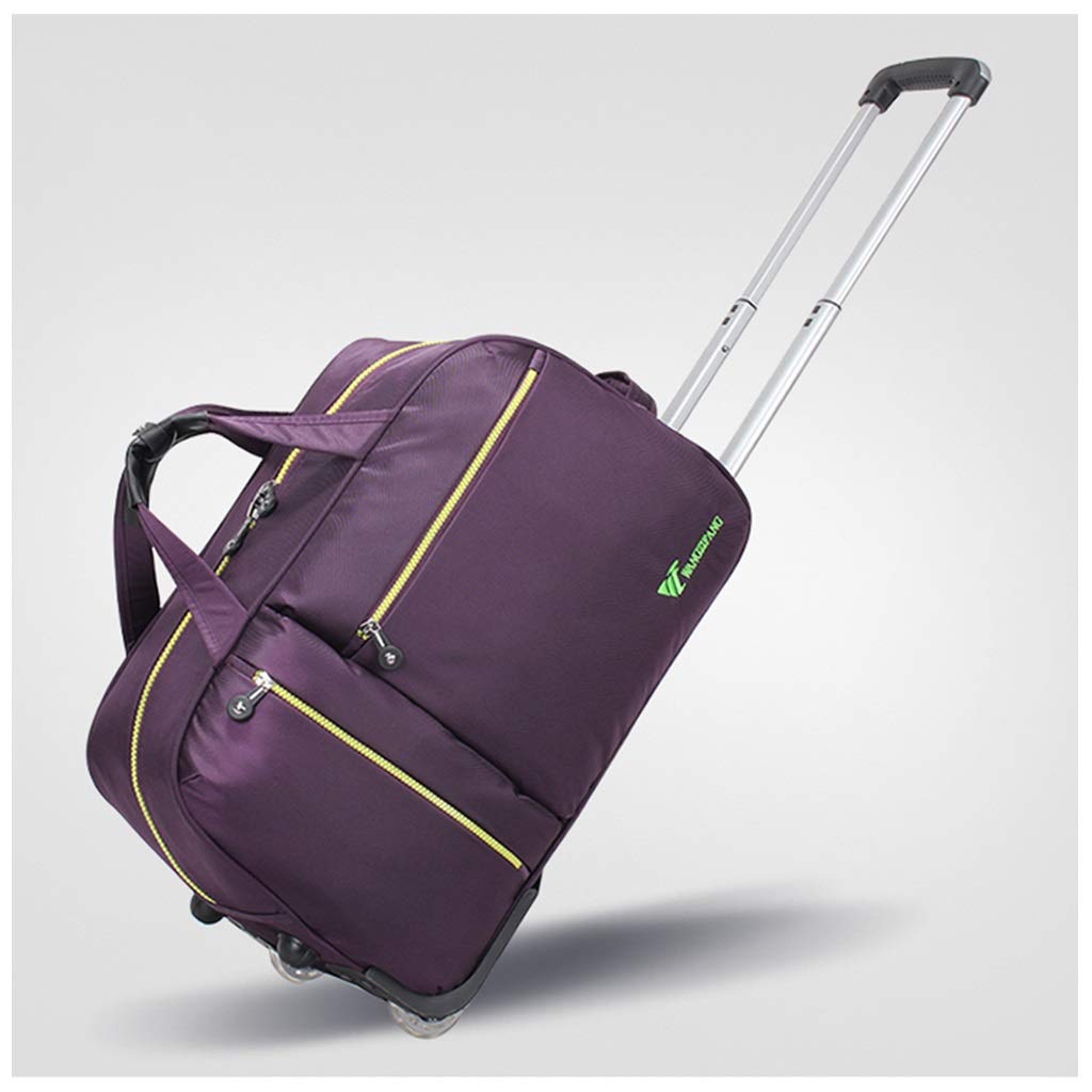 Women's 24-Inch Waterproof Rolling Weekender Bag with Wheels - Soft Duffle Carry-On Luggage for Travel, Business & Overnight Trips | Purple Tote Suitcase for Airplane, Gym & Weekend Getaways