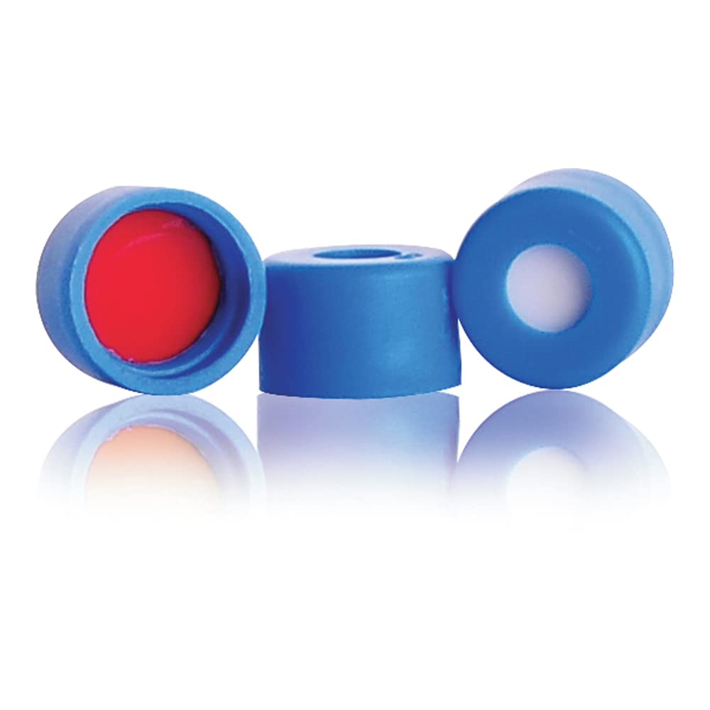 07-0070B-1202 µL-Plates Component Kit with Round Insert, Blue Cap & PTFE/Silicone Septa - 700µL Amber Microplates (Pack of 100) for PCR, Sample Storage & Laboratory Analysis