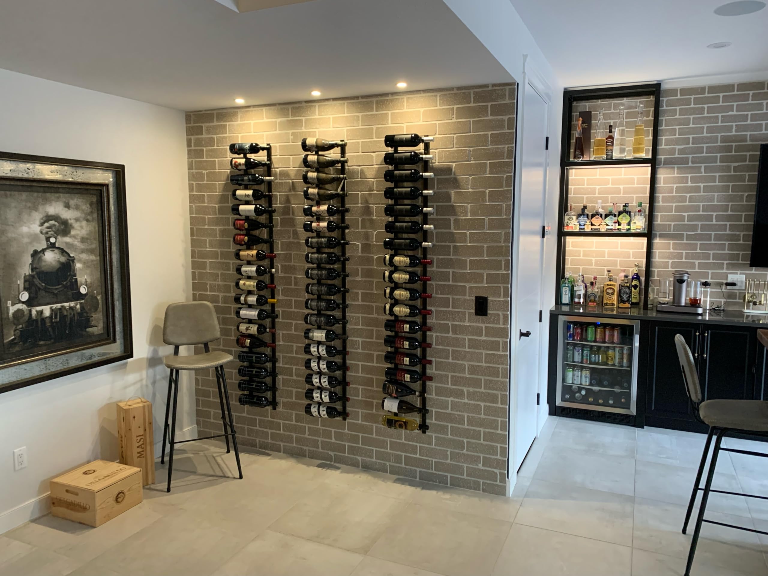 W Series Pro 6-Bottle Wall Mounted Wine Rack - Modern Metal Wine Storage with 18-Bottle Capacity (Matte Black) - Perfect for Kitchens, Dining Rooms & Small Spaces
