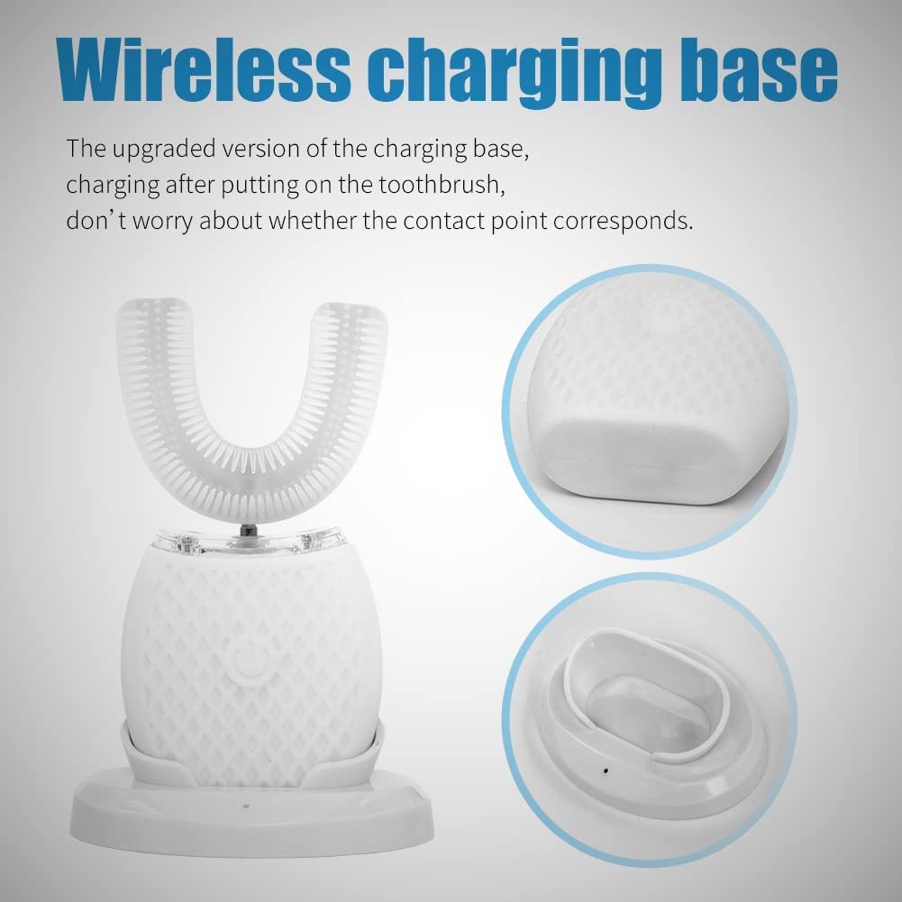 Ultrasonic U-Shaped Electric Toothbrush for Adults - 360° Full Mouth Cleaning with 30-Second Timer - Rechargeable & Washable for Travel & Home Use (White) - Perfect for Busy Professionals & Travelers