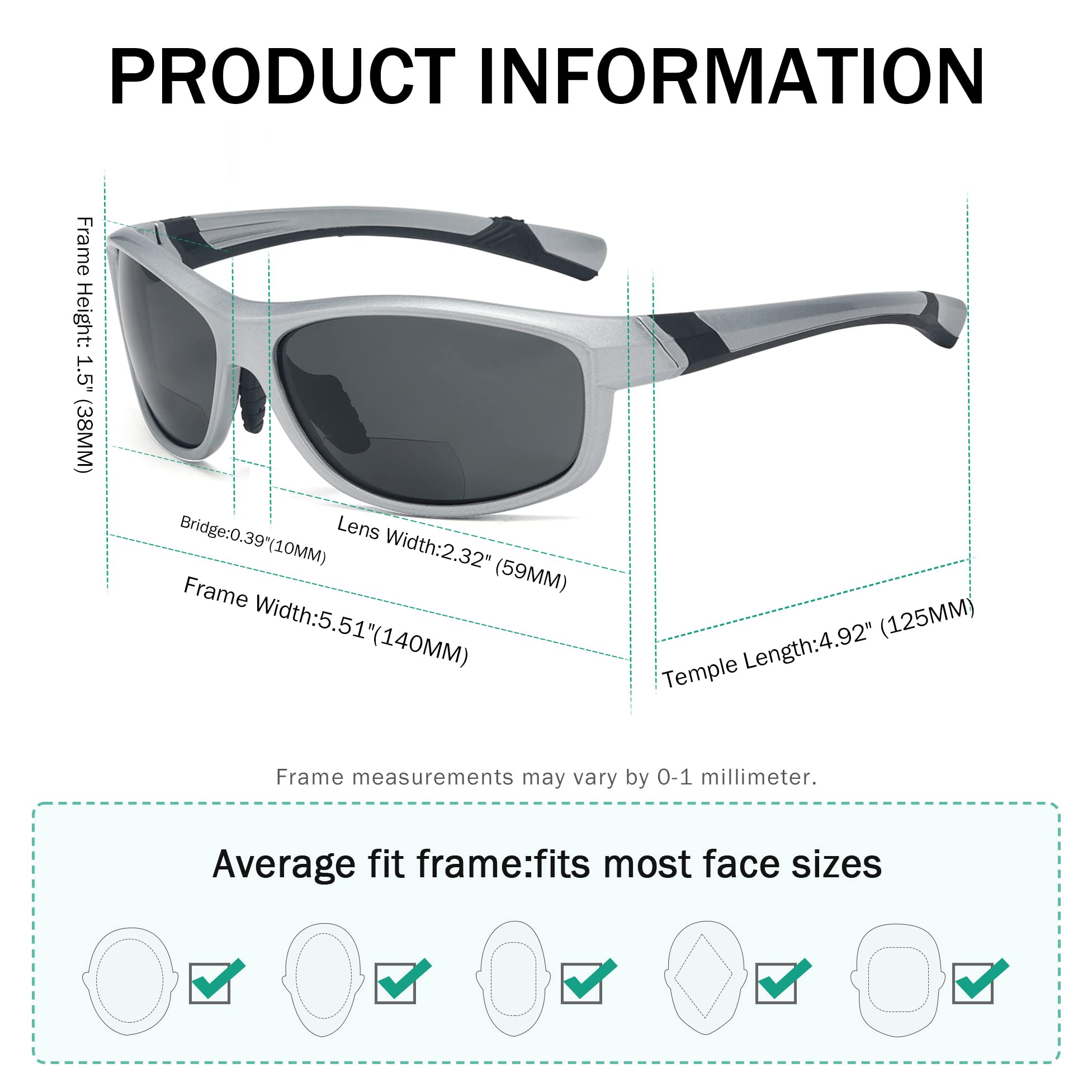 Polarized Bifocal Sport Sunglasses for Women - UV Protection, Lightweight & Comfortable - Perfect for Running, Fishing, Hiking & Outdoor Activities
