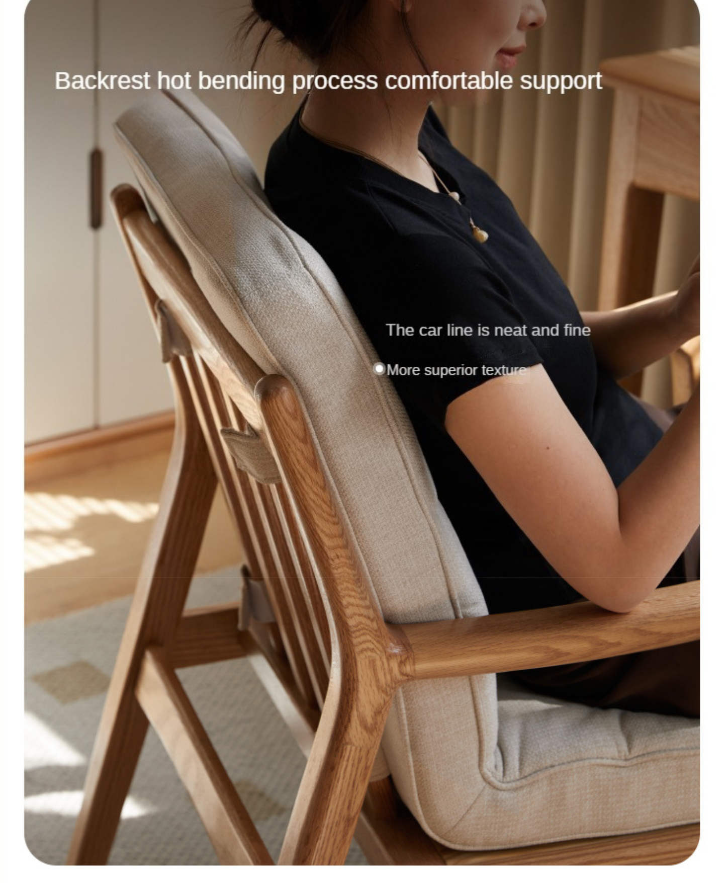Ergonomic Oak Solid Wood Study Chair with Soft Padded Seat - Perfect for Home Office, Library & Reading Nook Comfort