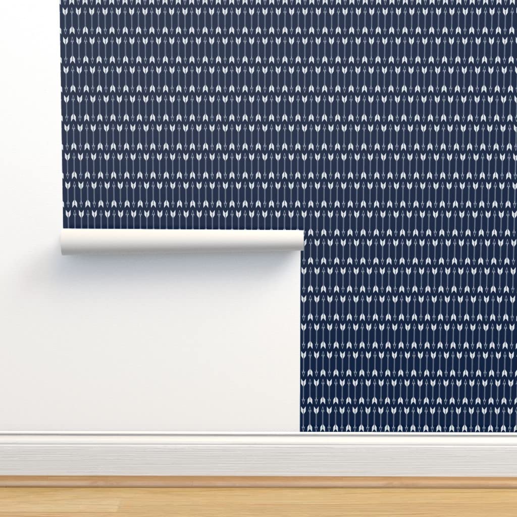 Peel & Stick Removable Wallpaper 12ft x 2ft - Navy Blue Arrow Design | Northern Lights Collection | Nursery Decor for Baby Boys | Easy DIY Home Decoration for Bedrooms & Playrooms
