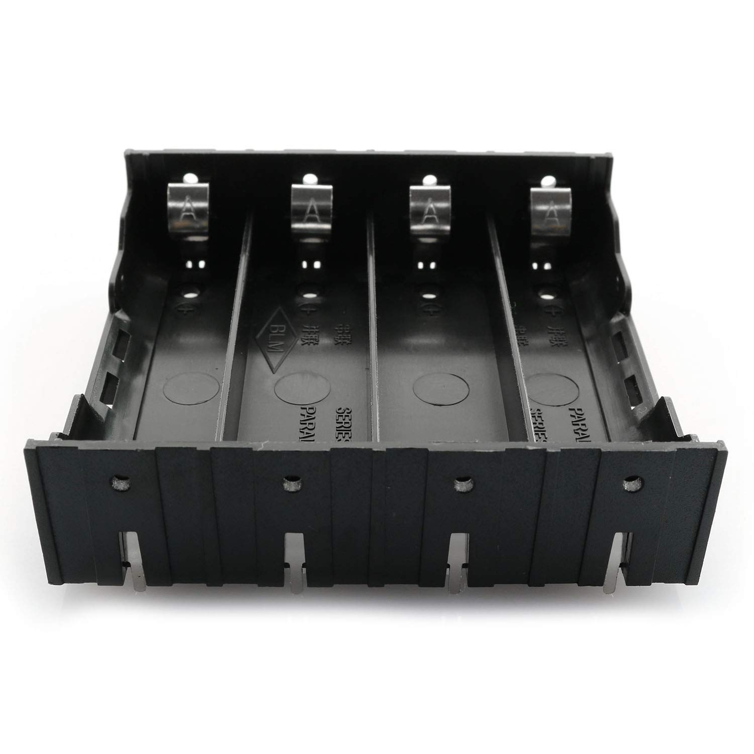 4-Pack 18650 Battery Holder - 4 Slots x 3.7V Plastic Storage Case with Pins for DIY Electronics, Flashlights, and Power Tools (Ideal for Battery Organization & Replacement)