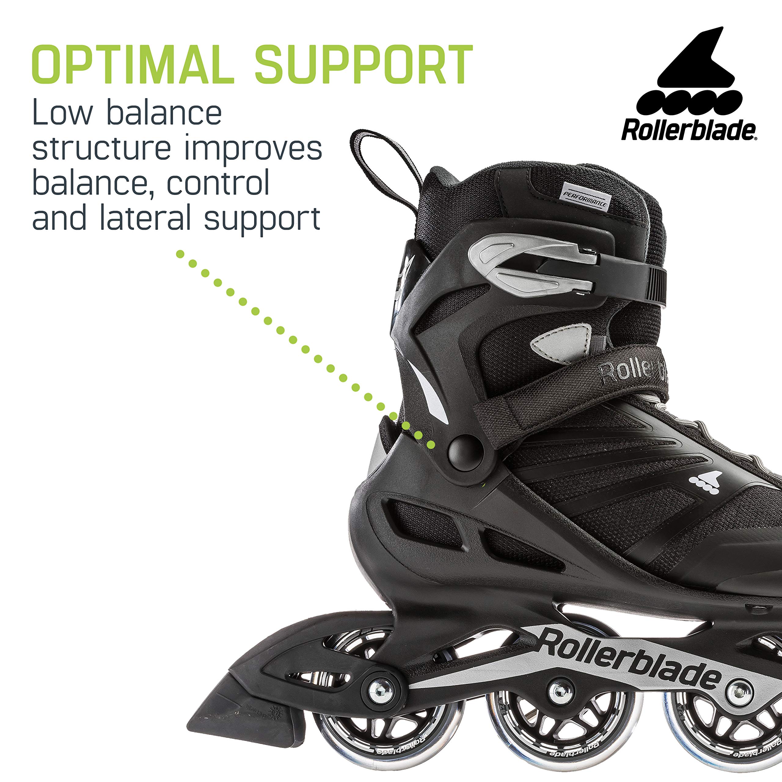 Rollerblade Zetrablade Men's Adult Fitness Inline Skates for Outdoor Exercise & Recreation - Black and Silver - Perfect for Fitness Training, Commuting & Leisure Skating