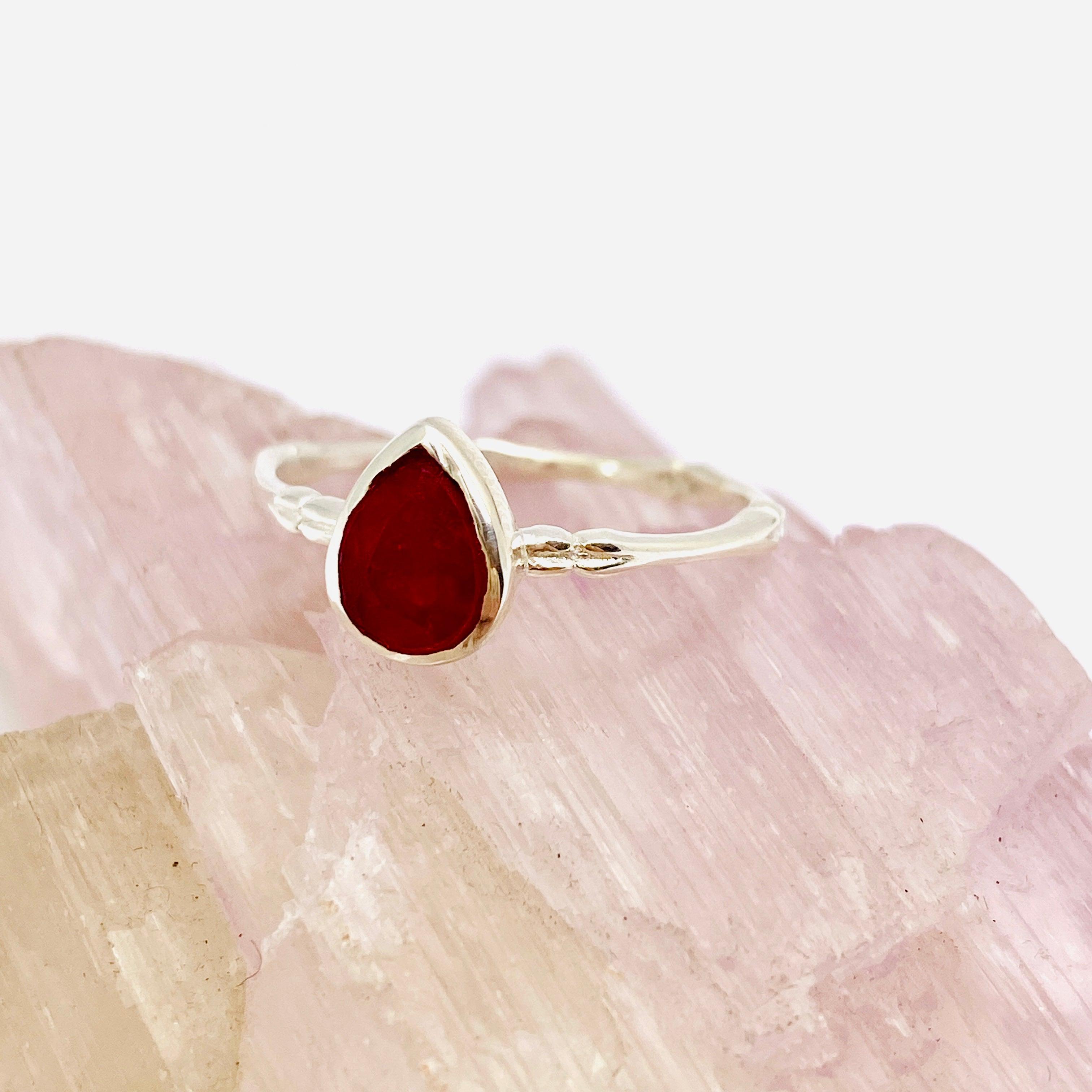 Faceted Ruby Teardrop Ring - 14K Gold Fine Band R3691 RU | Elegant Jewelry for Weddings, Parties & Special Occasions