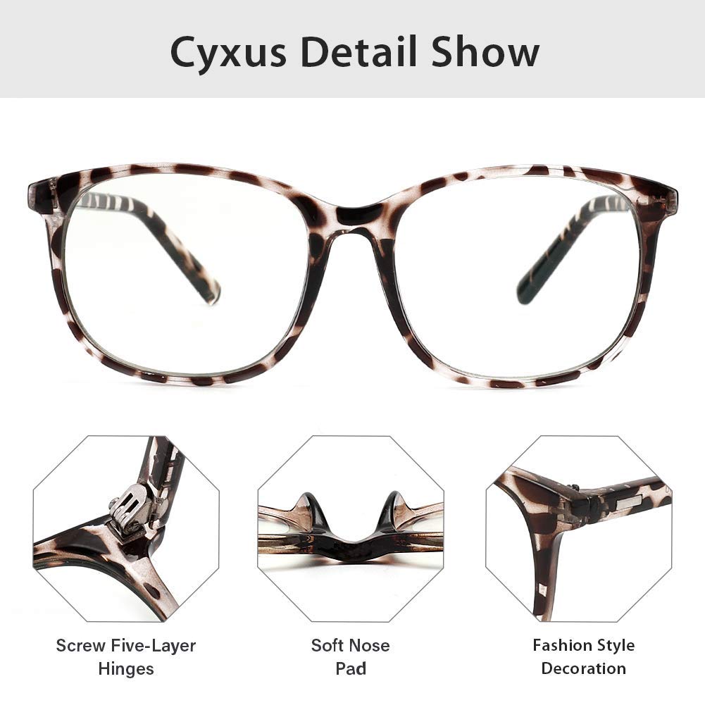 Cyxus 2 Pack Blue Light Blocking Glasses for Women & Men - Retro Square Computer Glasses with Anti-UV & Eye Strain Relief - Perfect for Gaming, Office Work & Screen Time