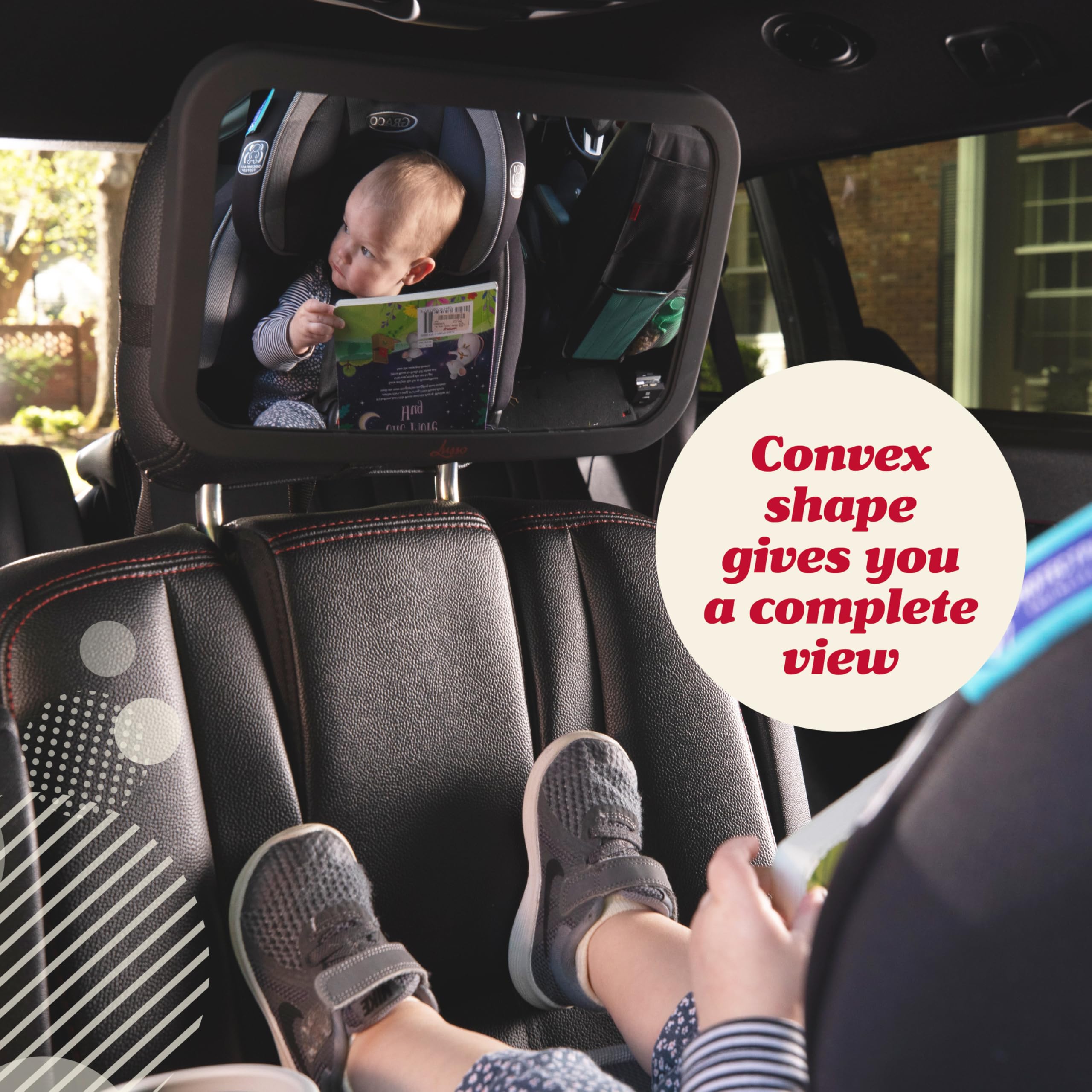 Lusso Gear Baby Car Mirror - Shatterproof Rear-Facing Infant Car Mirror with Crystal Clear View - Safe Backseat Design for Newborns & Toddlers - Perfect for Road Trips & Daily Commutes (Black)