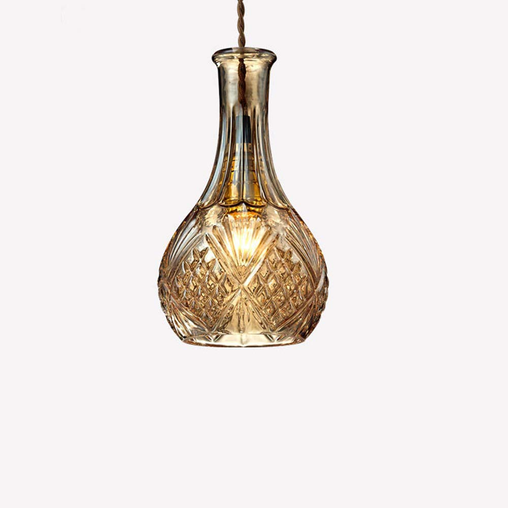 HLIGHT Adjustable Vintage Cable Decanter Glass Bottle Pendant Light Fixture - Industrial Style Hanging Lamp for Dining Room, Kitchen Island & Bar Decor (6 Pack)