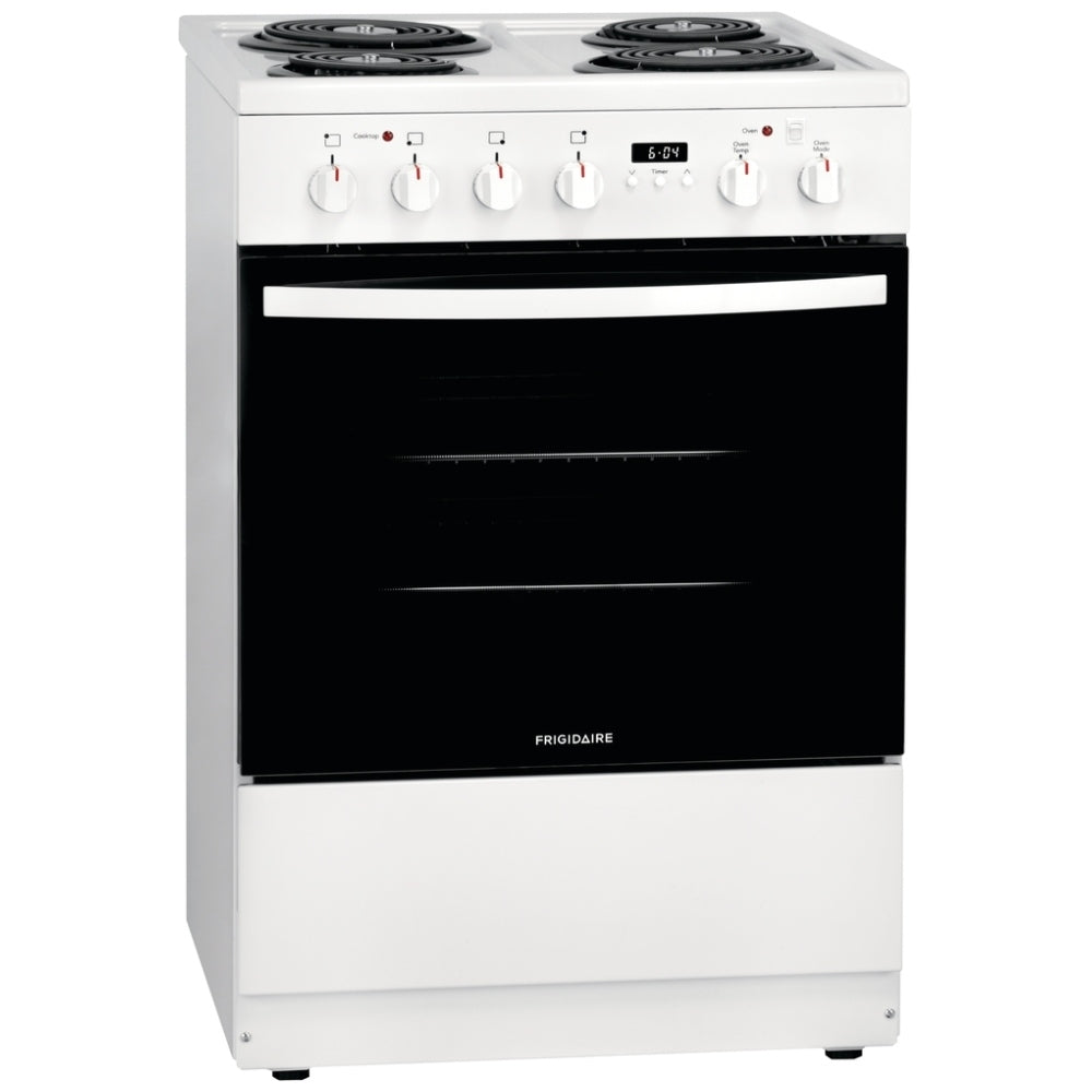 Frigidaire FCFC241CAW 24 Inch Freestanding Electric Range - White Stainless Steel Stove with Convection Oven & Self-Cleaning - Perfect for Modern Kitchens & Home Cooking