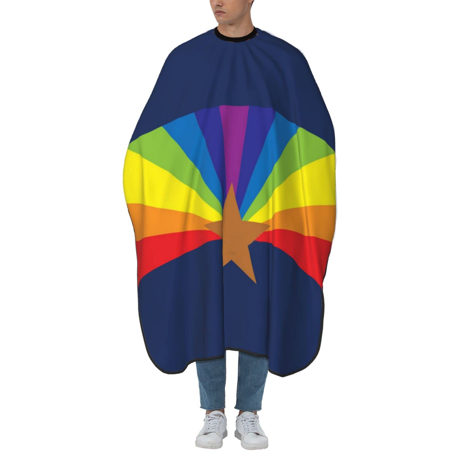 Professional Hair Cutting Barber Cape - Waterproof & Adjustable for Hairdressing & Styling - LGBT Arizona Flag Gay Pride Design - Perfect for Salons, Barbershops & Home Use