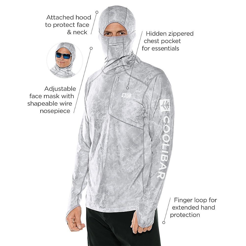 Coolibar UPF 50+ Men's Andros Fishing Hoodie - Sun Protective Shirt for Outdoor Activities, Fishing, Hiking & Beach Wear - Lightweight UV Protection Clothing