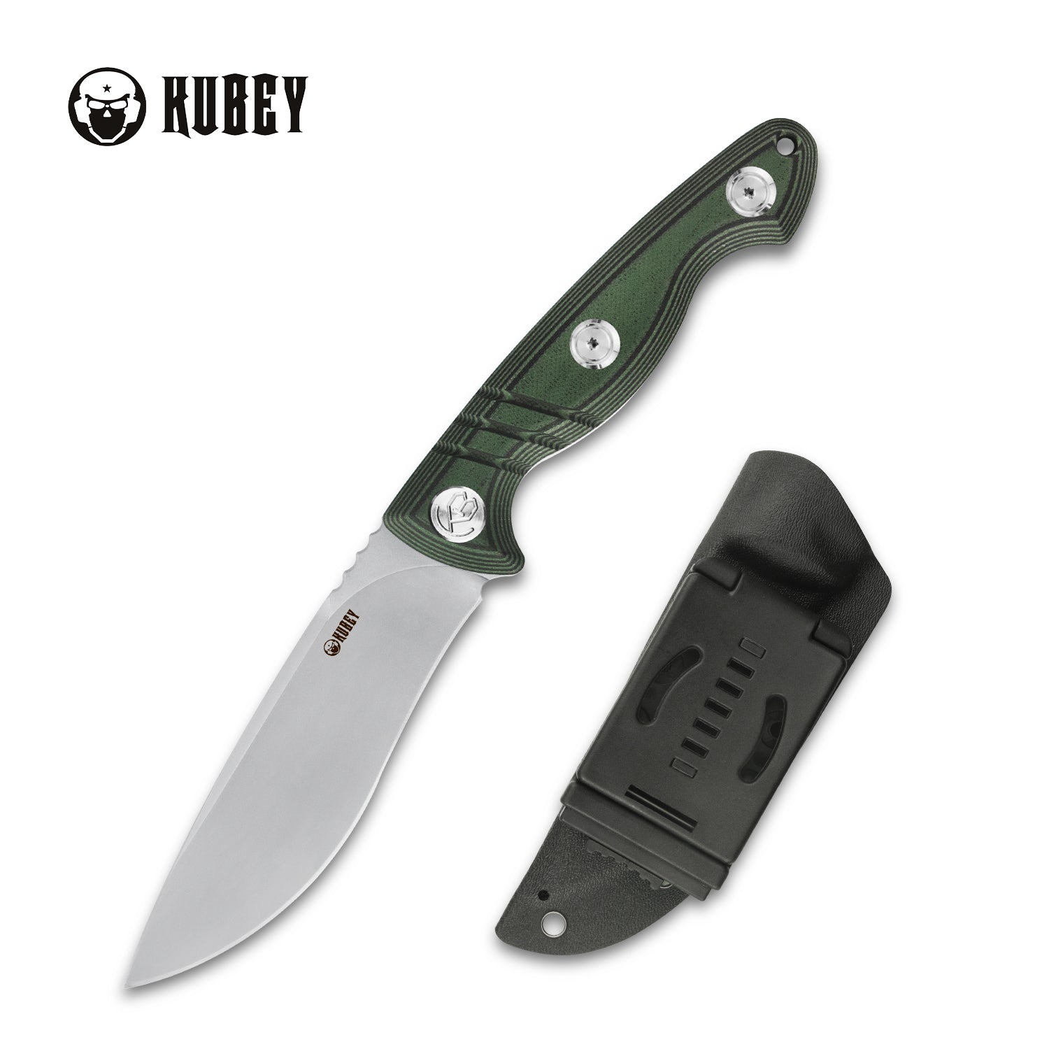 Brave Full Tang Fixed Blade Knife with Green G10 Handle - 4.7