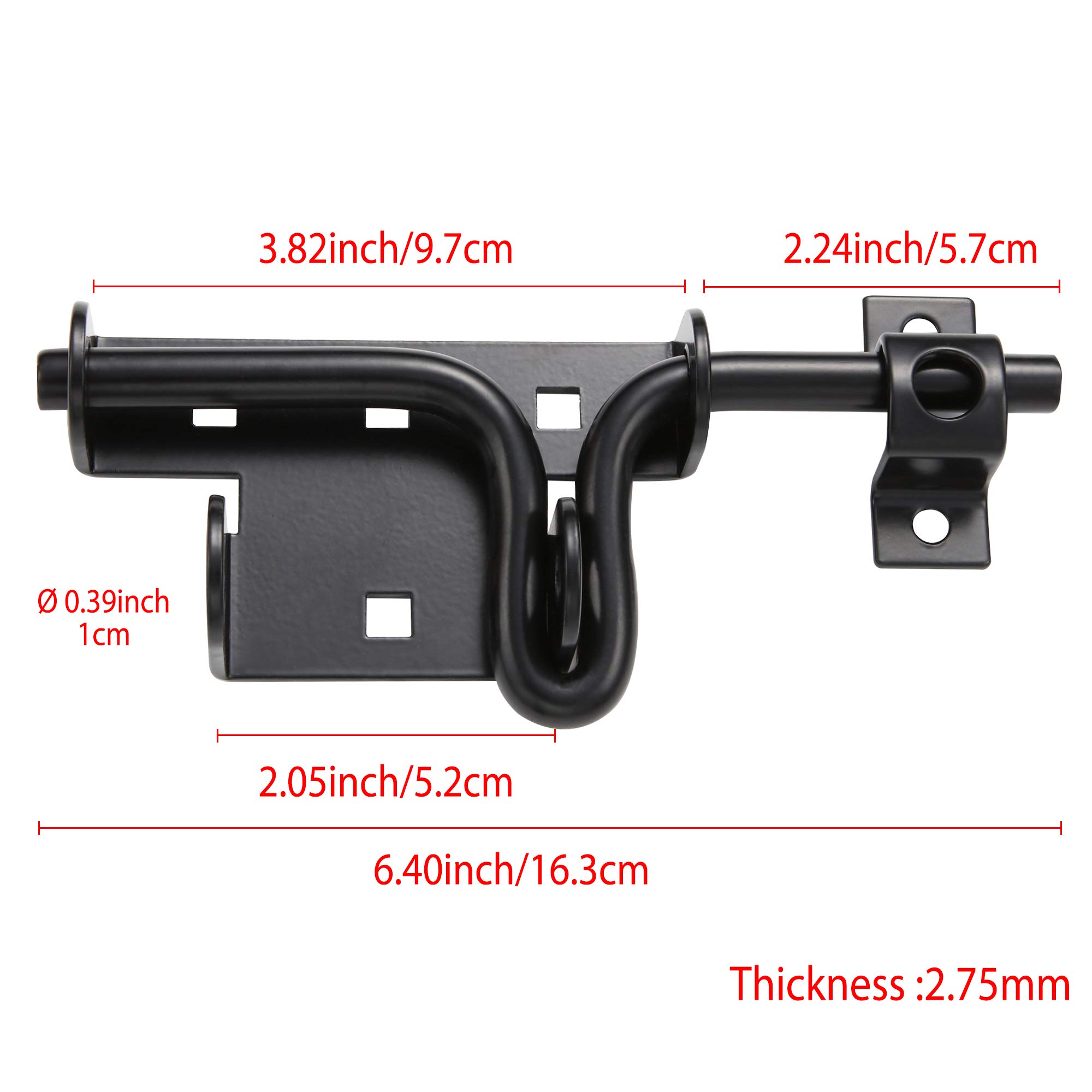 Heavy Duty Slide Bolt Gate Latch - Solid Thickened Steel Sliding Door Lock with Padlock Hole | Secure Wooden Fence, Shed, Yard & Barn Doors | Outdoor Rustproof Hardware for Garden, Farm & Backyard Security