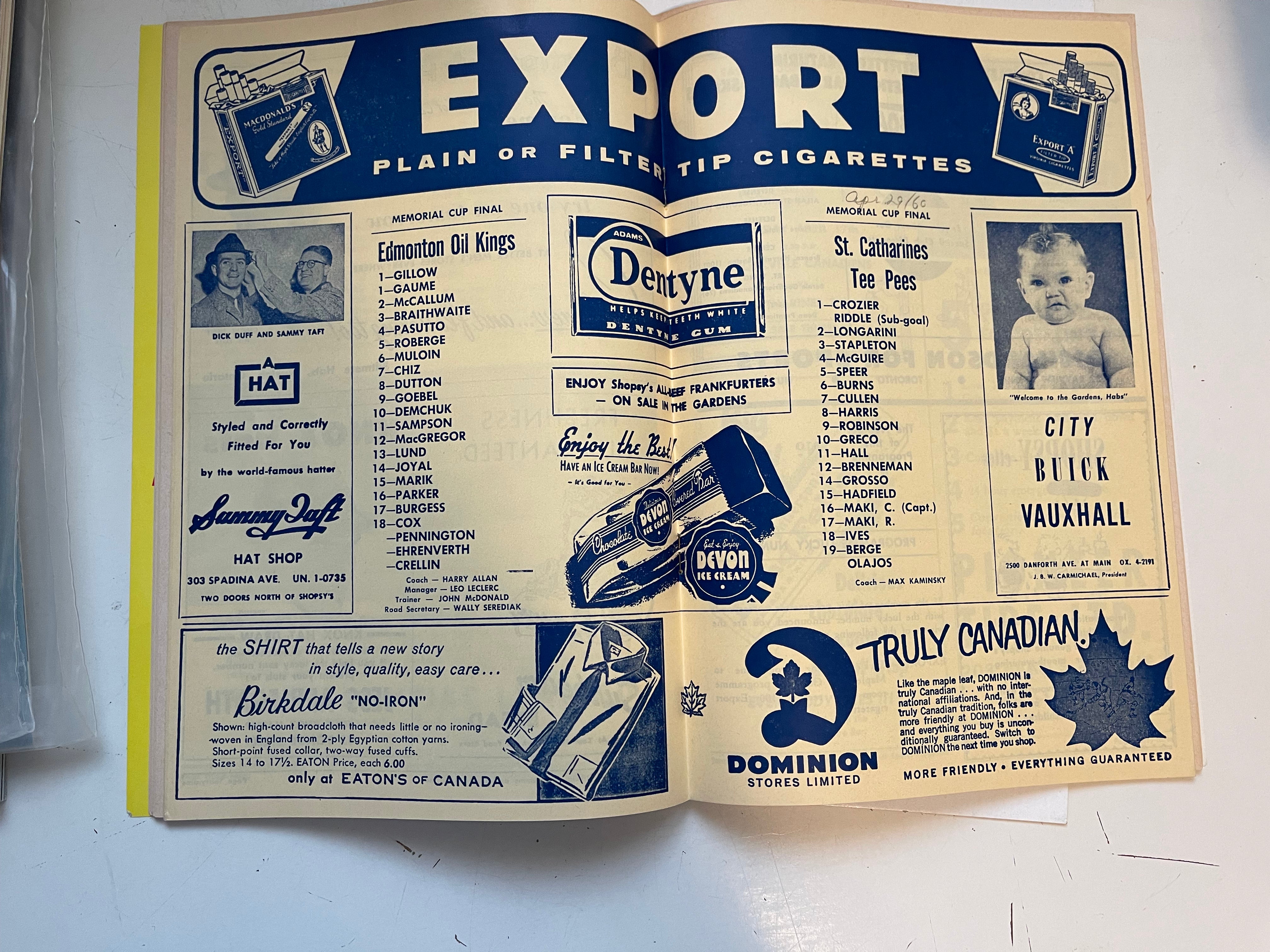 Vintage 1960 Maple Leaf Gardens Hockey Game Program - Collectible NHL Memorabilia for Sports Fans and History Enthusiasts | Perfect for Framing, Display, or Gift Giving