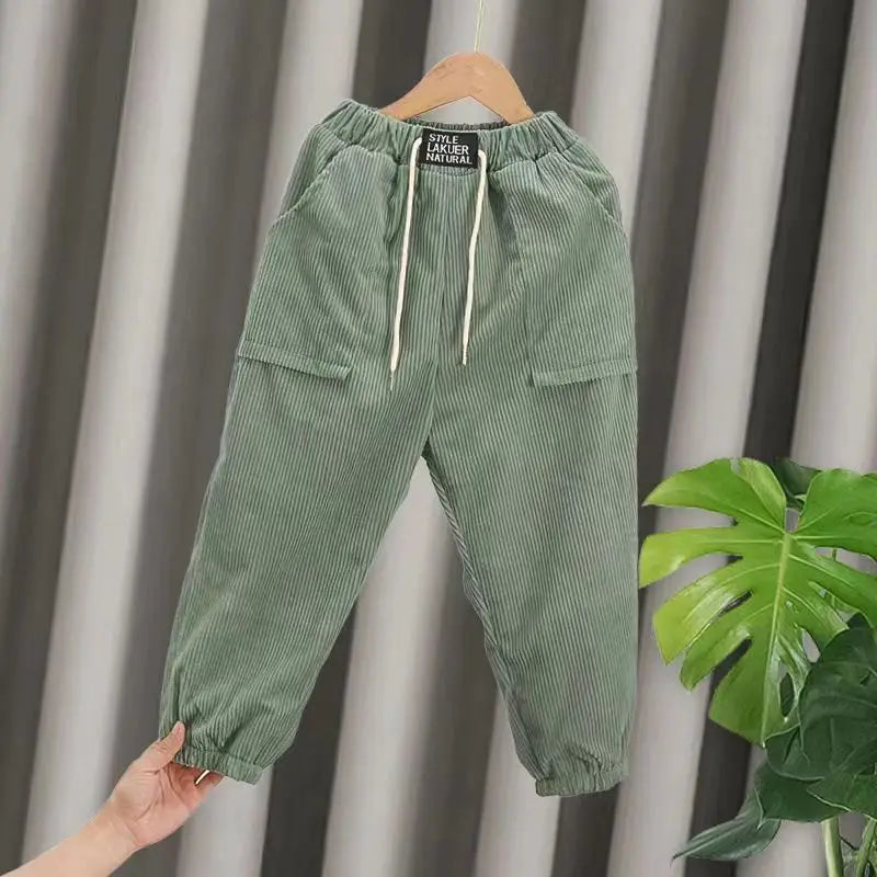 Kids Corduroy Velvet Pants - High Waist Thick Warm Winter Trousers for Girls & Boys | Harajuku Fashion Cute Outfit for School, Play & Holiday