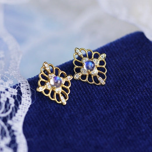 Vintage Moonstone Stud Earrings for June Birthstone – Hypoallergenic Sterling Silver Jewelry | Perfect Gift for Women, Birthday, Anniversary & Everyday Wear